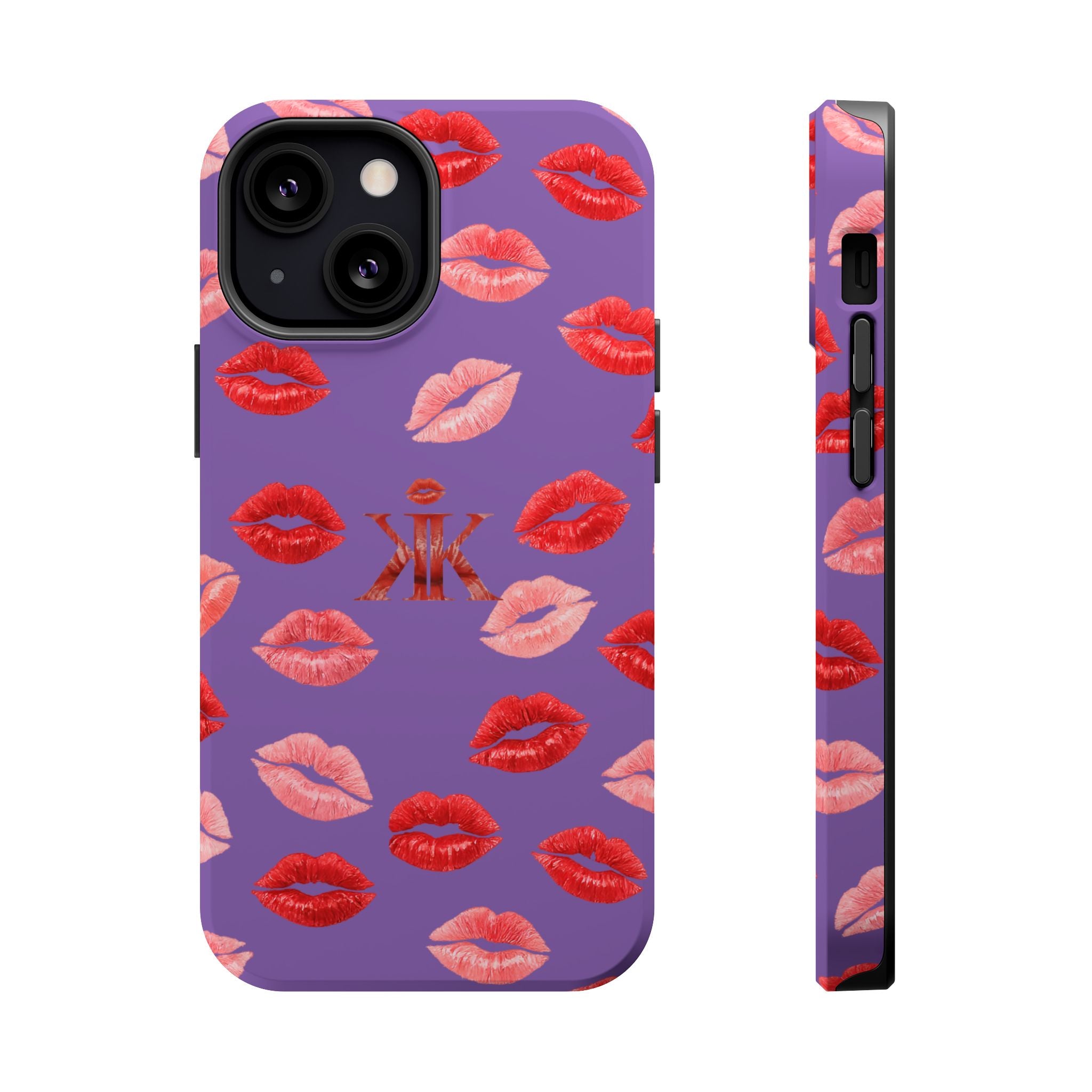 Psyche Collection Light Purple - Kiss Pattern Magnetic Impact Phone Case