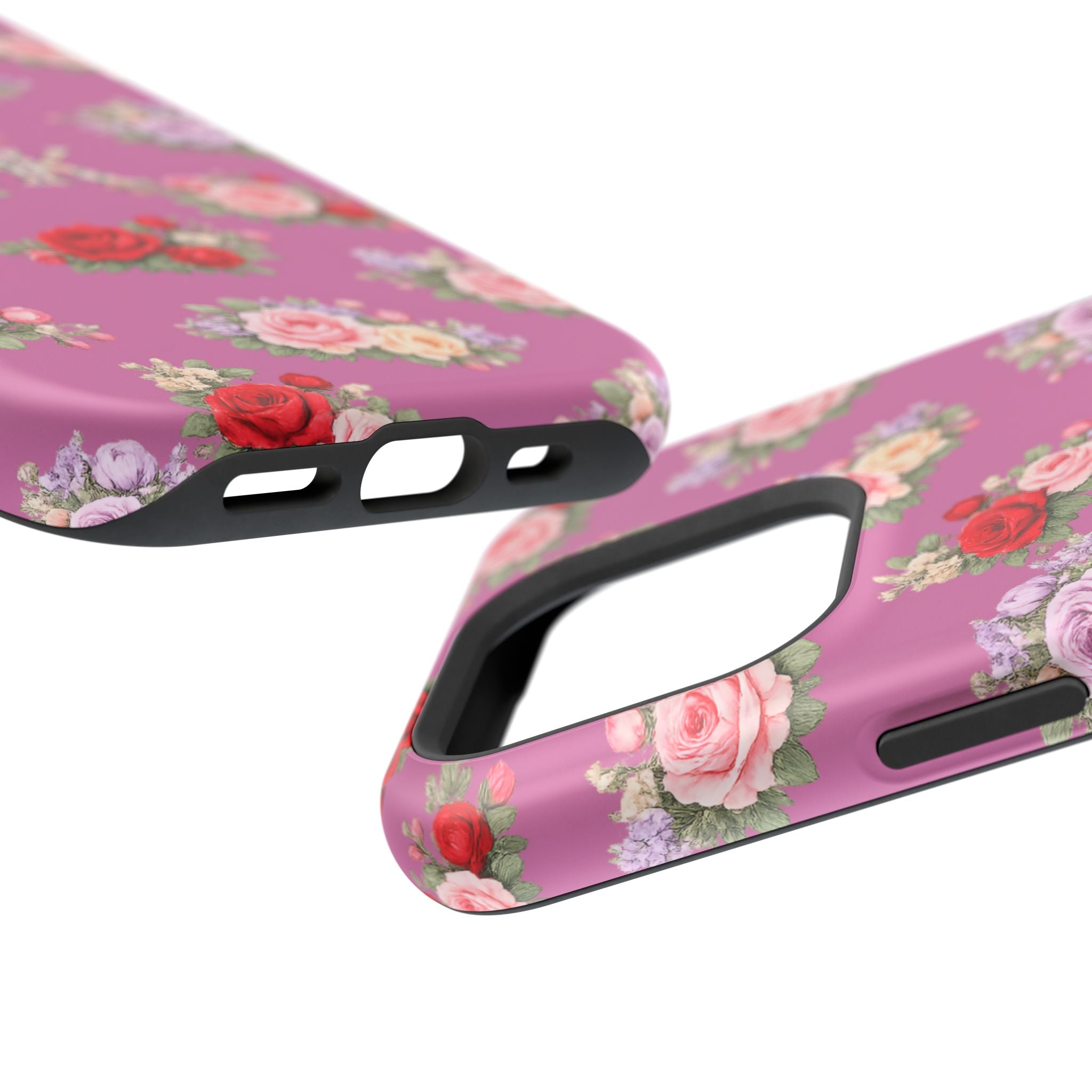Anthos Collection Light Pink  Vintage Floral Rose Pattern Magnetic Impact-Resistant Phone Case