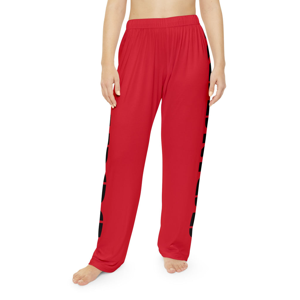 Pajama Pants RED with Bold Black Side Text — 'KAIROS' Lounge Sleepwear