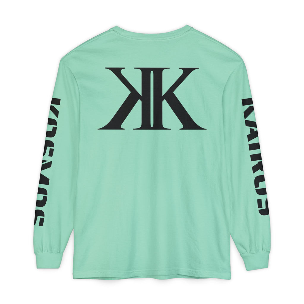 KOSMOS Monogram Uni-Sex Long Sleeve Tee — Bold Black Logo Sleeve Shirt