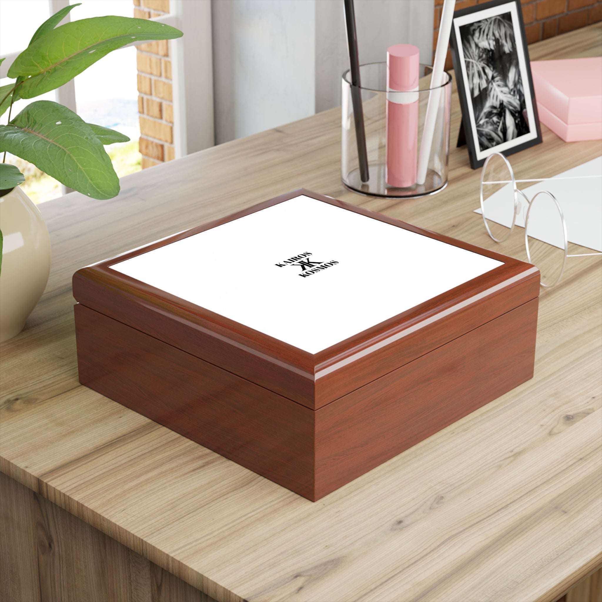 Jewelry Box with Minimalist 'KAIROS KOSMOS' Logo