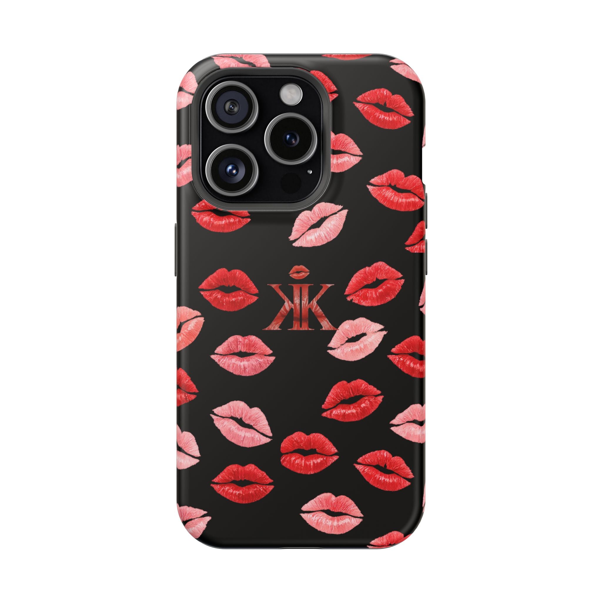 Psyche Collection BLACK - Kiss Pattern Magnetic Impact Phone Case
