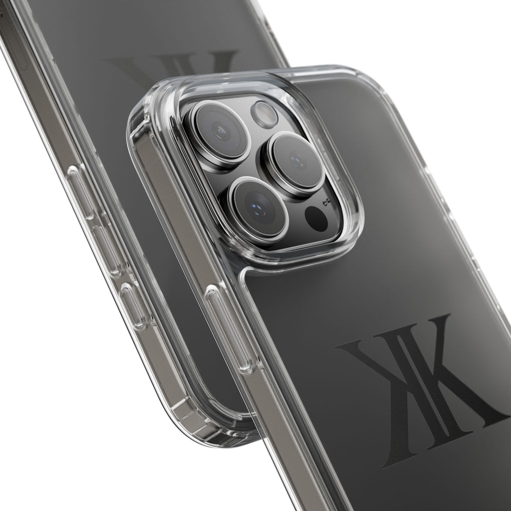 Kairos Kosmos Clear Phone Case — Minimal Black KK Monogram