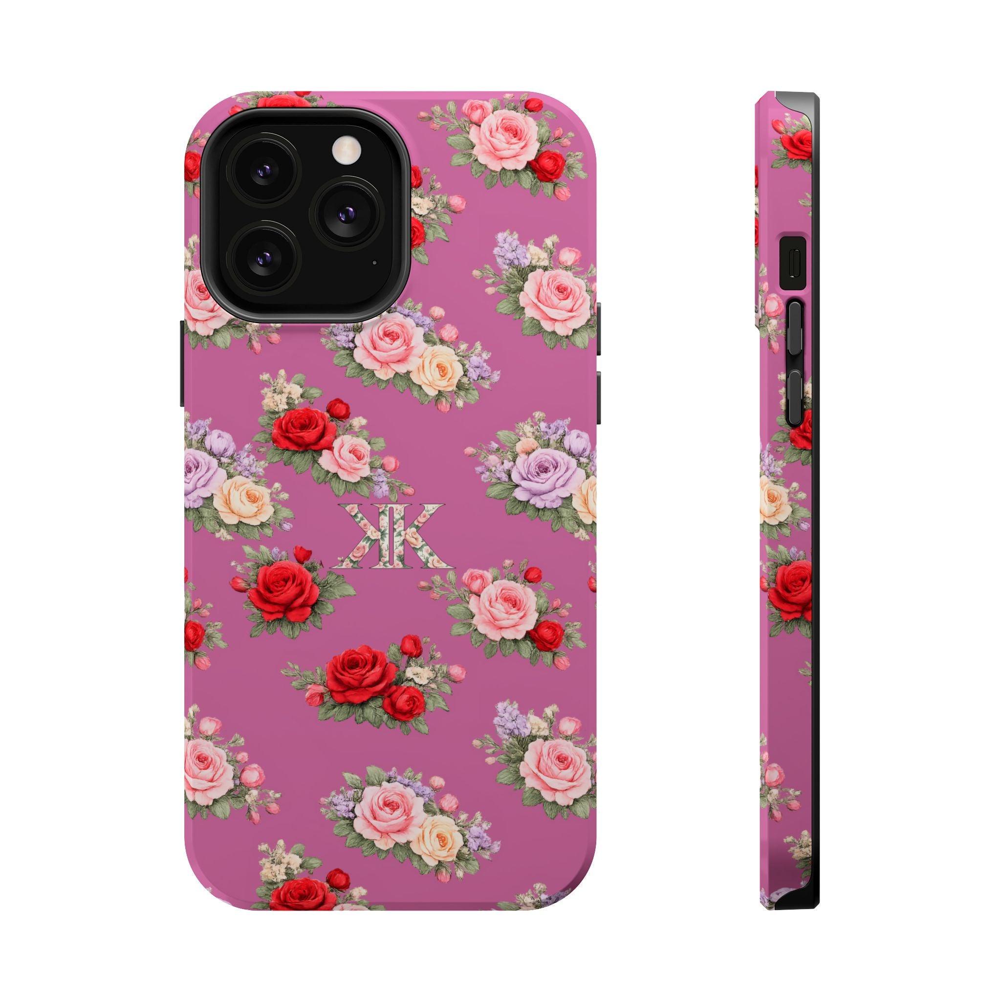 Anthos Collection Light Pink  Vintage Floral Rose Pattern Magnetic Impact-Resistant Phone Case