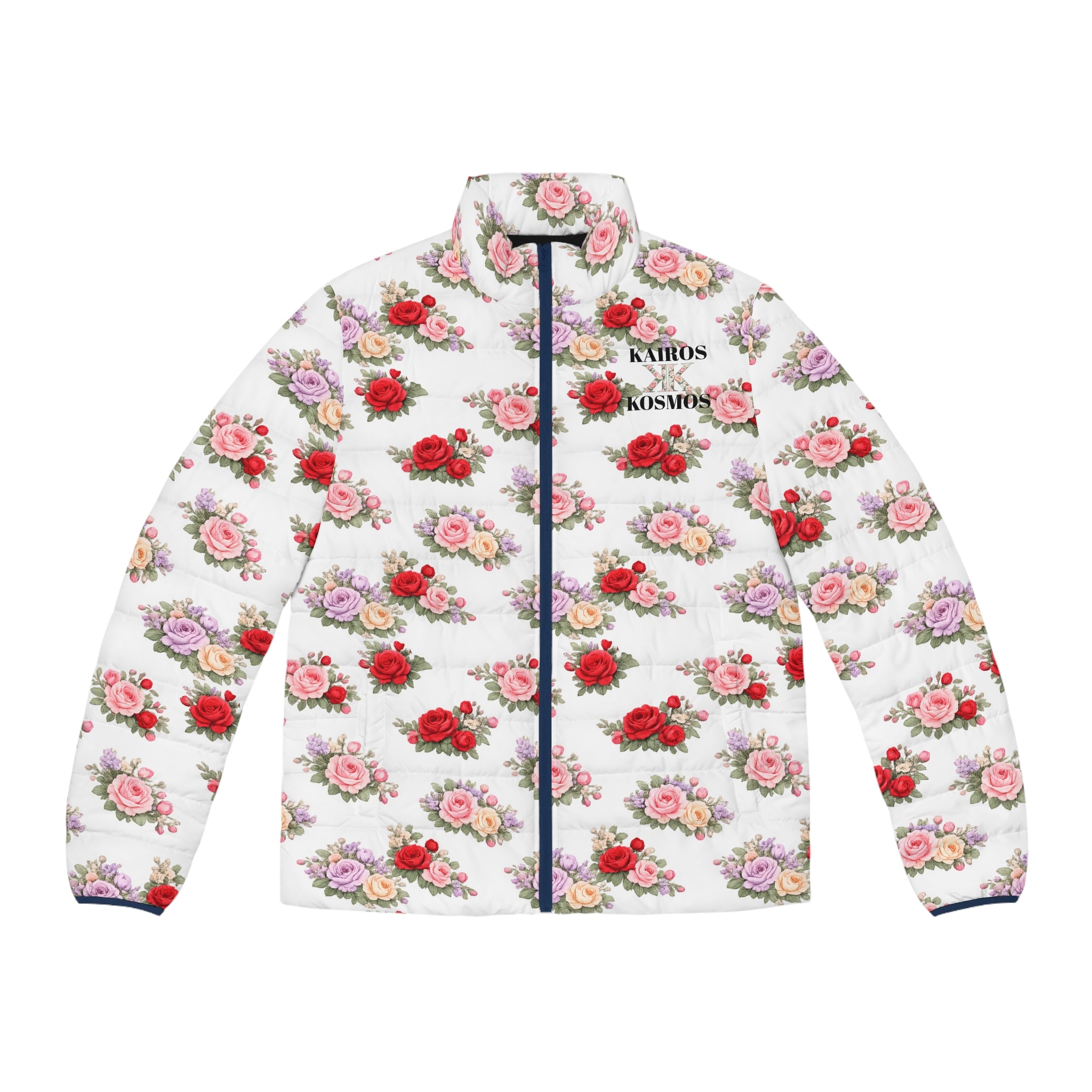 Anthos Collection Floral Puffer Jacket - Vintage Rose All-Over Print