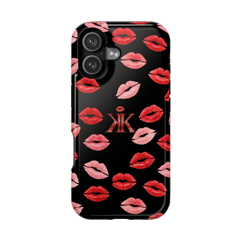 Psyche Collection BLACK - Kiss Pattern Magnetic Impact Phone Case