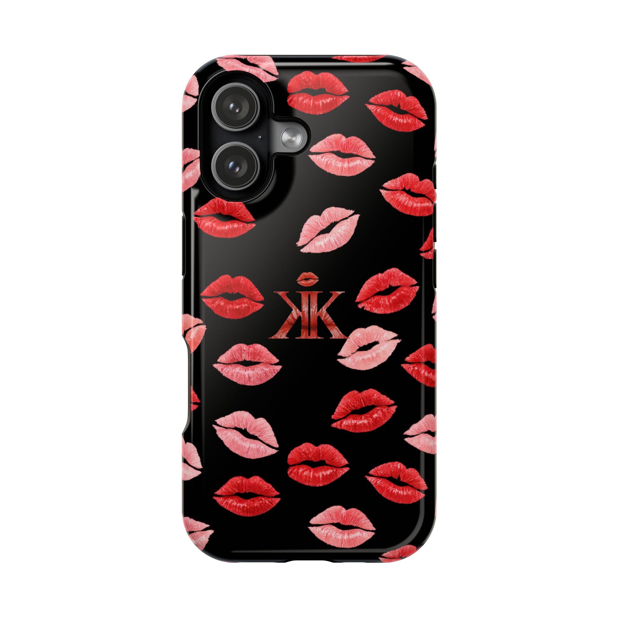 Psyche Collection BLACK - Kiss Pattern Magnetic Impact Phone Case