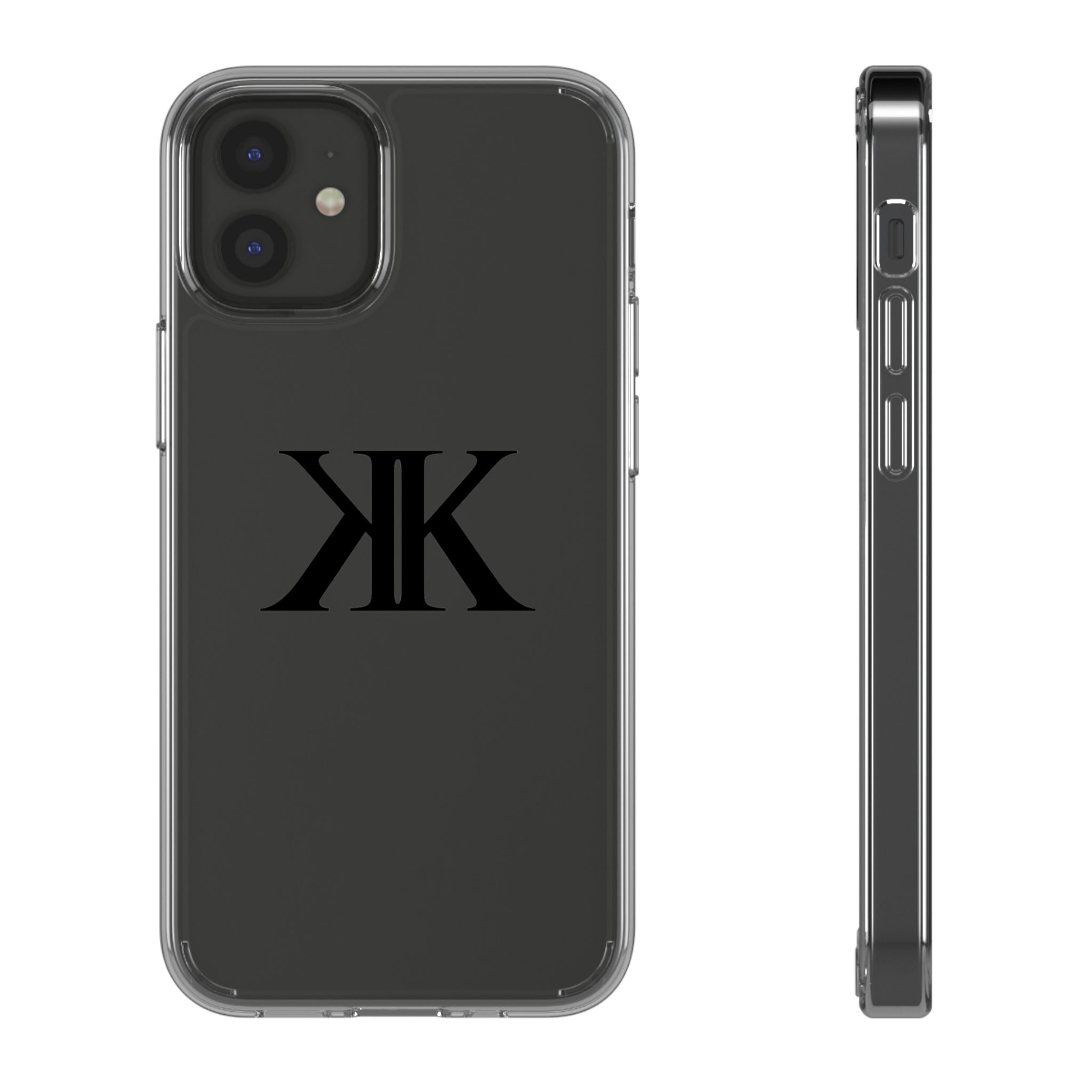 Kairos Kosmos Clear Phone Case — Minimal Black KK Monogram