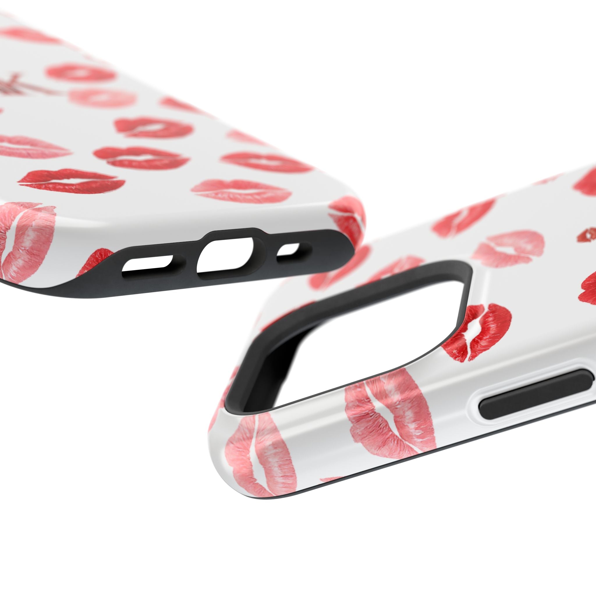 Psyche Collection White - Kiss Pattern Magnetic Impact Phone Case