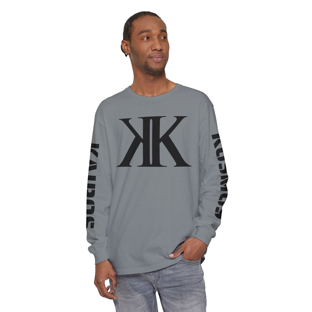 KOSMOS Monogram Uni-Sex Long Sleeve Tee — Bold Black Logo Sleeve Shirt