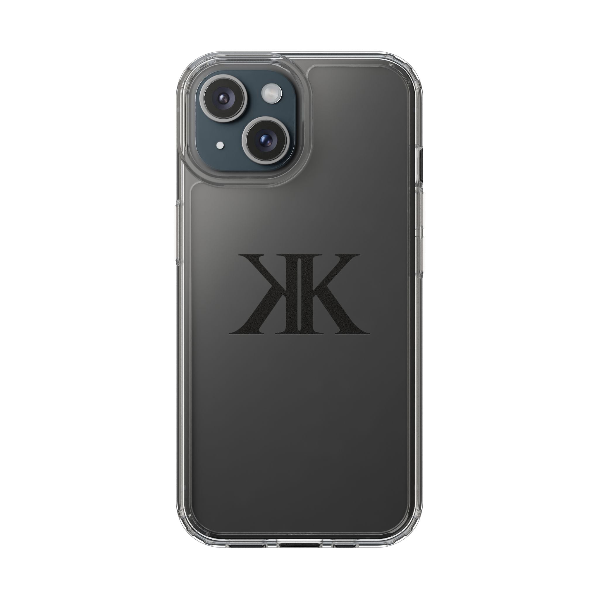Kairos Kosmos Clear Phone Case — Minimal Black KK Monogram