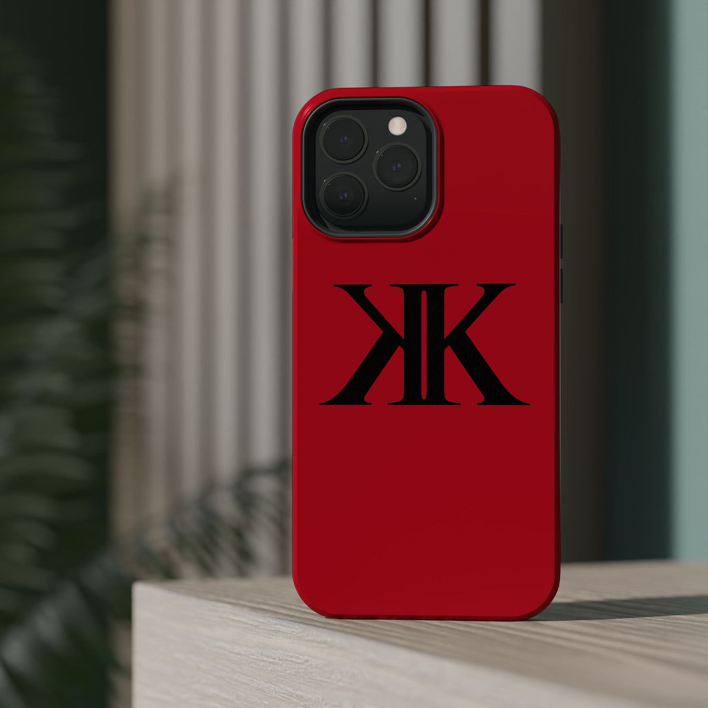 Magnetic Impact-Resistant RED Case with Bold KK Monogram