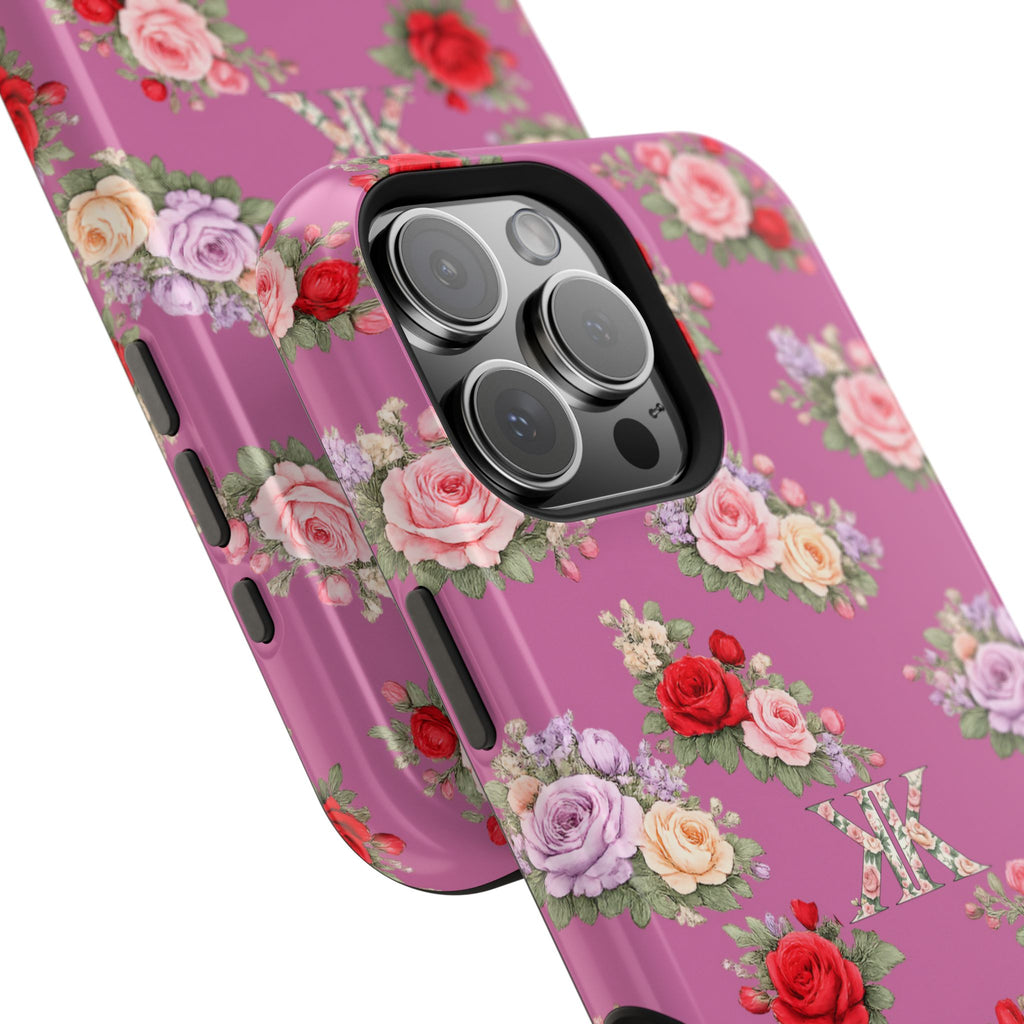 Anthos Collection Light Pink  Vintage Floral Rose Pattern Magnetic Impact-Resistant Phone Case