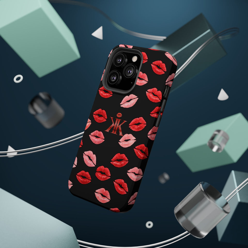 Psyche Collection BLACK - Kiss Pattern Magnetic Impact Phone Case