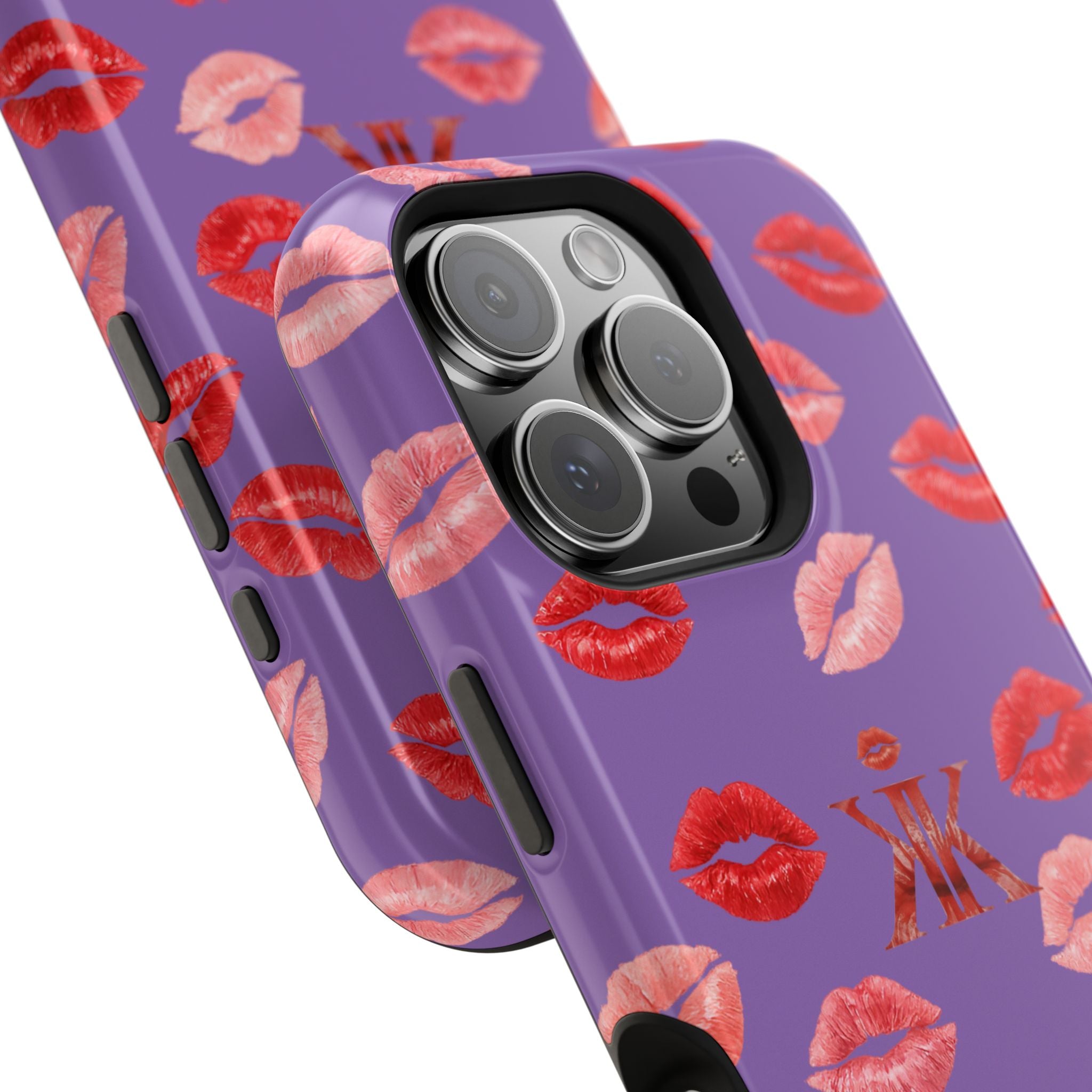 Psyche Collection Light Purple - Kiss Pattern Magnetic Impact Phone Case