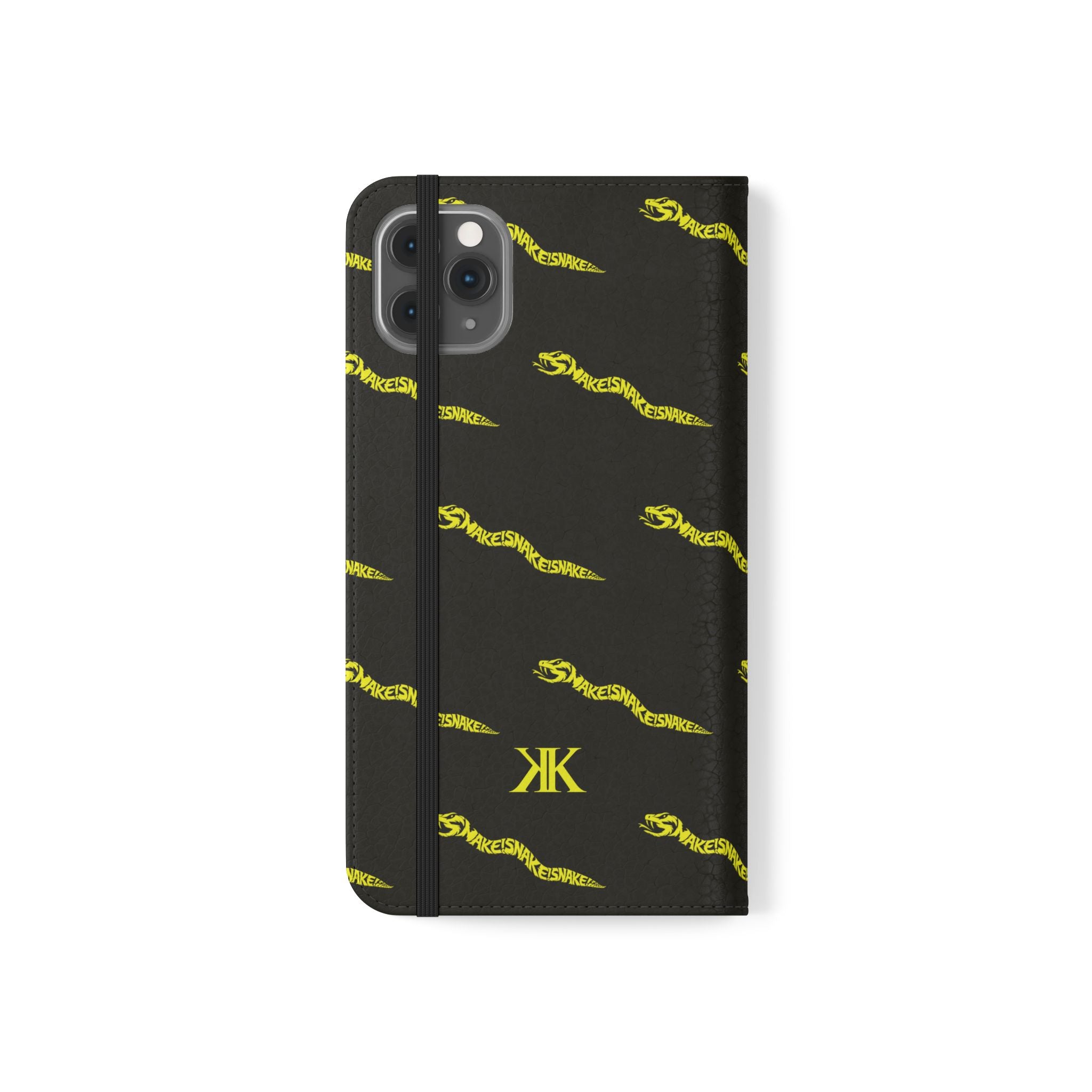 Aspis Collection Flip Case Phone Wallet — Black & Gold Kairos Kosmos Pattern