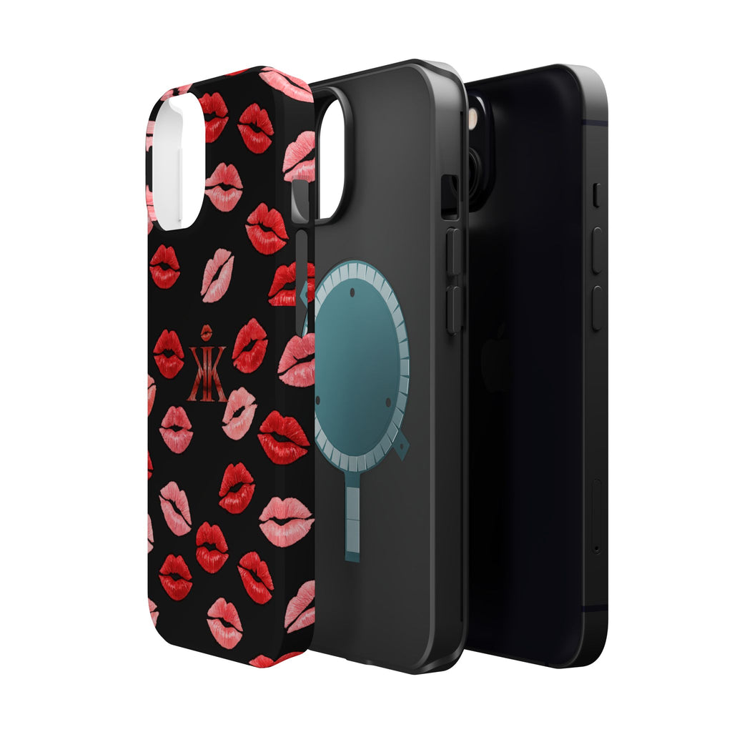 Psyche Collection BLACK - Kiss Pattern Magnetic Impact Phone Case