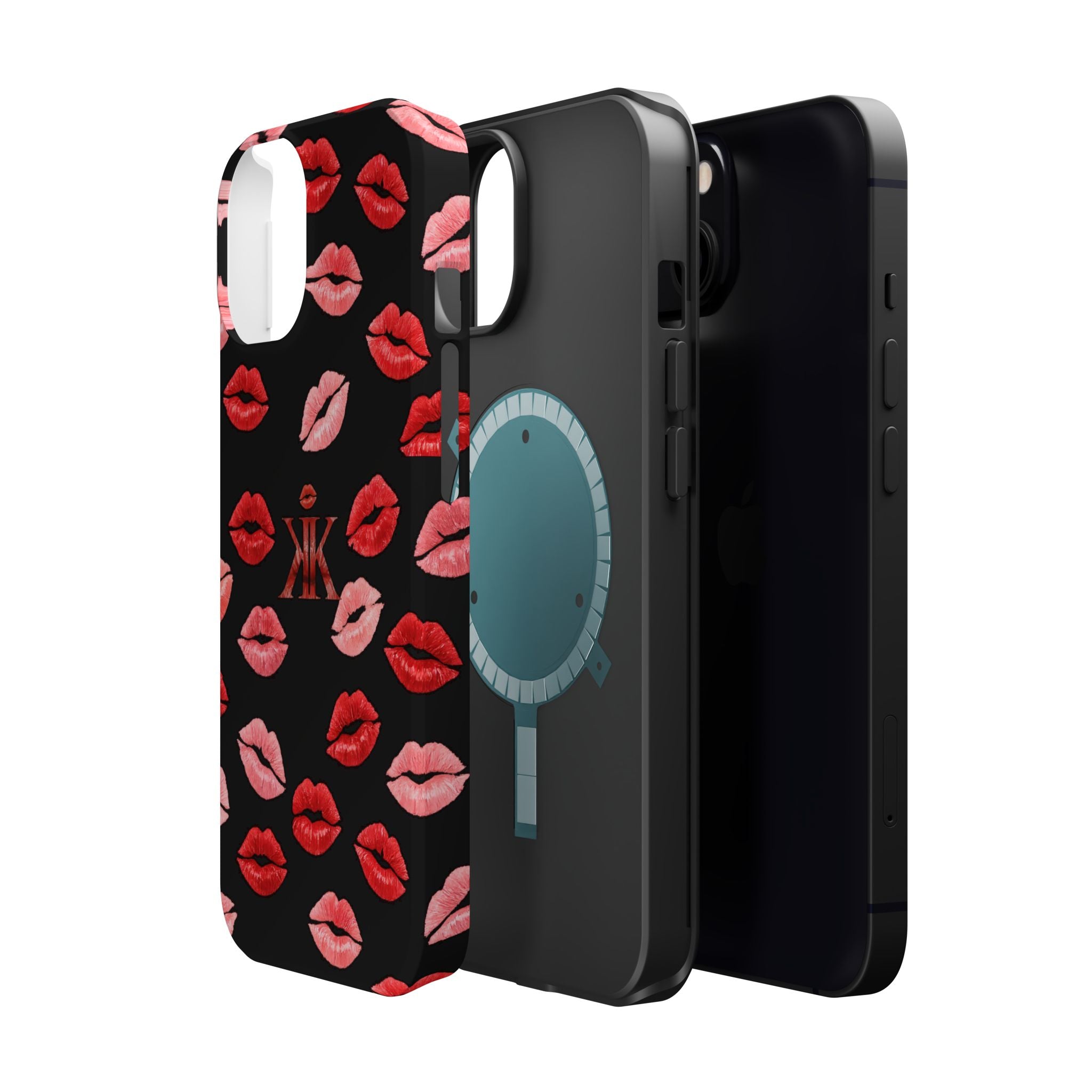 Psyche Collection BLACK - Kiss Pattern Magnetic Impact Phone Case