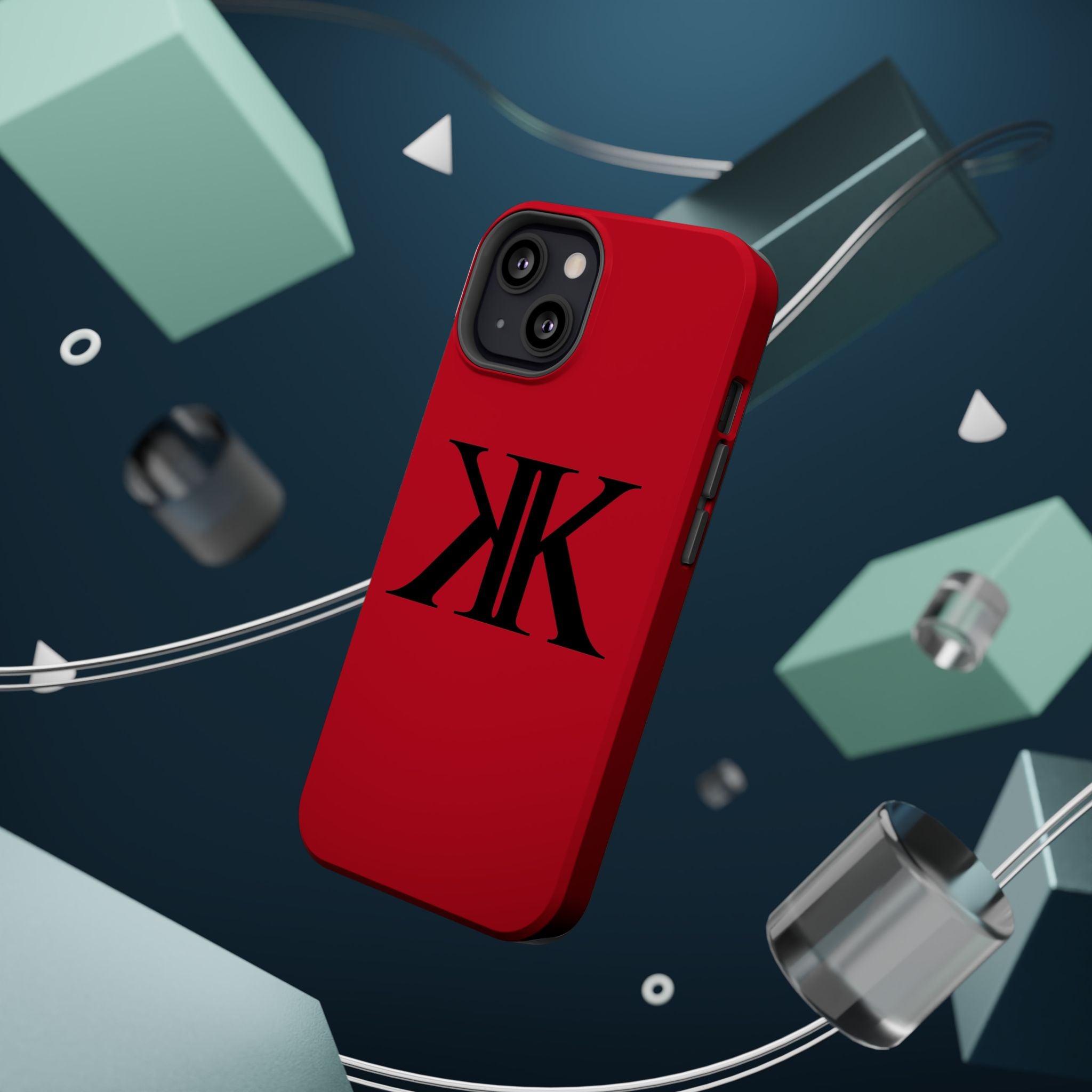 Magnetic Impact-Resistant RED Case with Bold KK Monogram