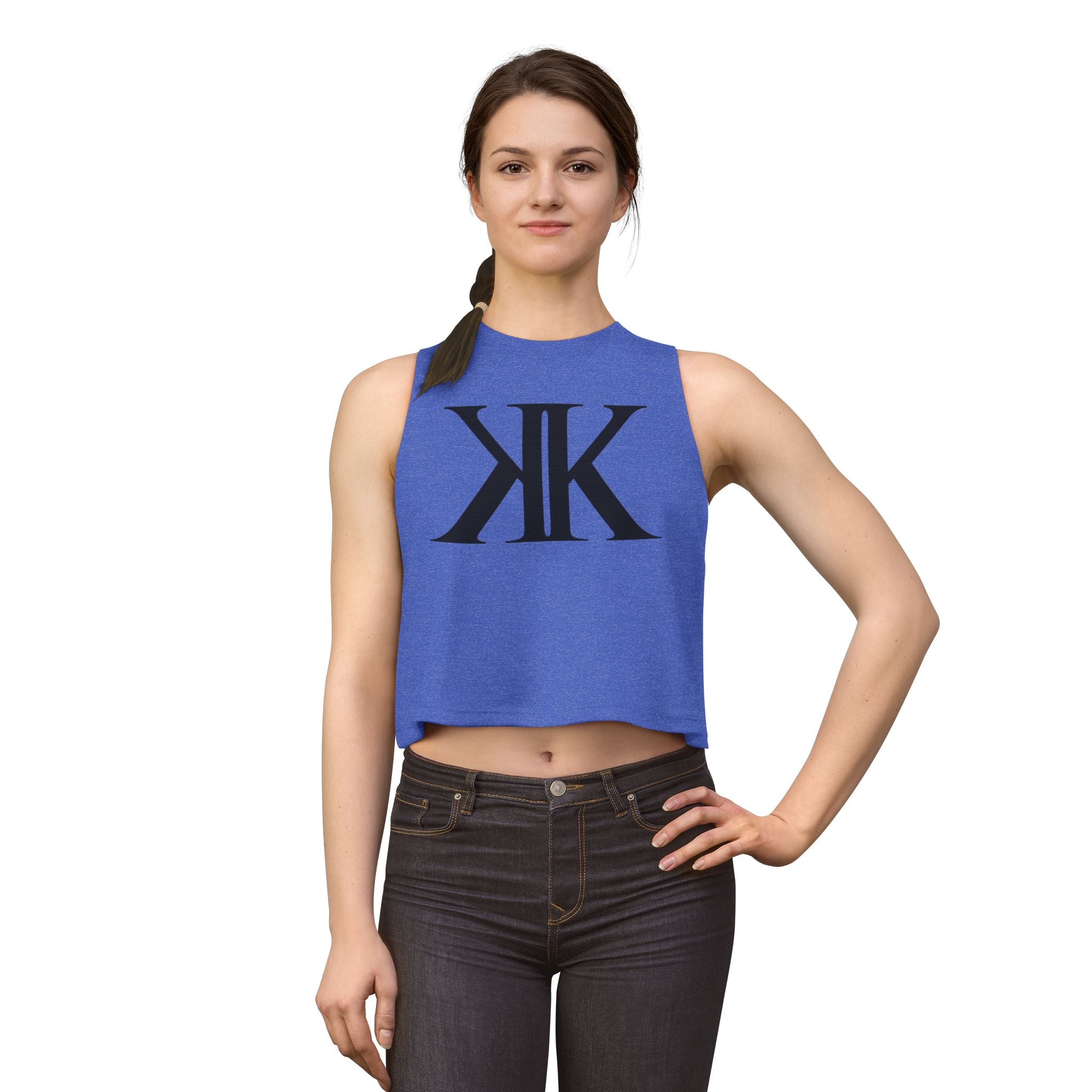 Women's Crop Top with Minimal Double K Logo – Stylish Monogram Tank