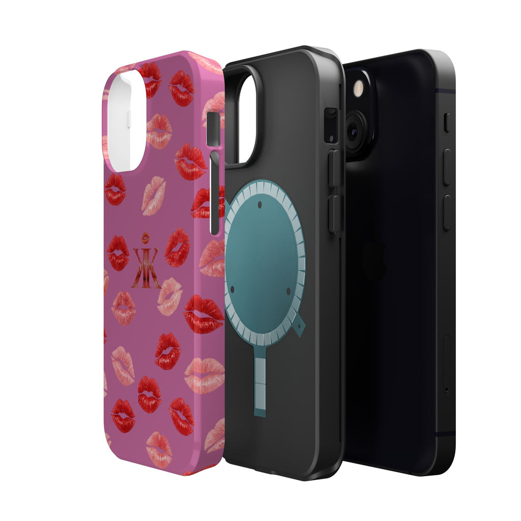 Psyche Collection Light Pink - Kiss Pattern Magnetic Impact Phone Case