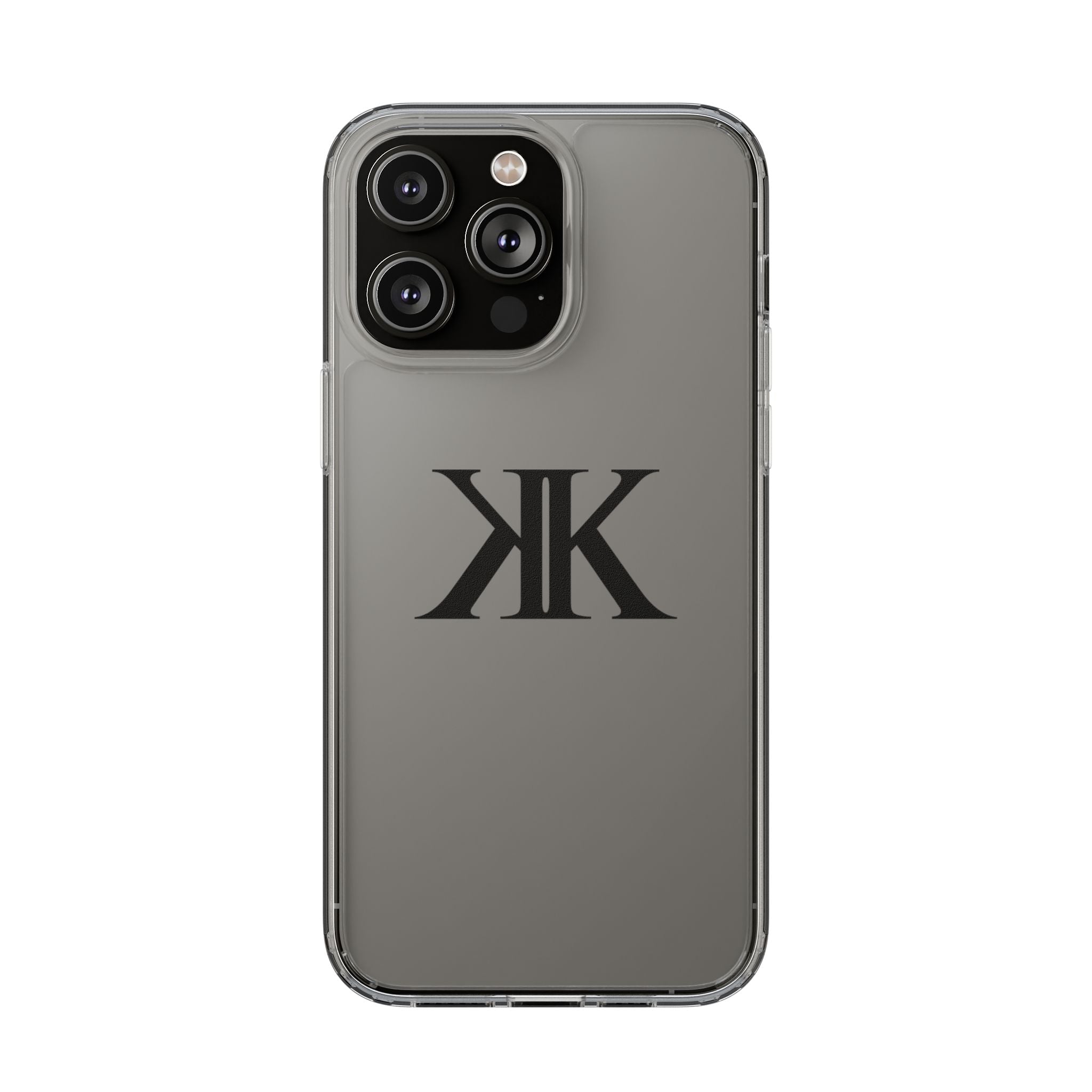 Kairos Kosmos Clear Phone Case — Minimal Black KK Monogram