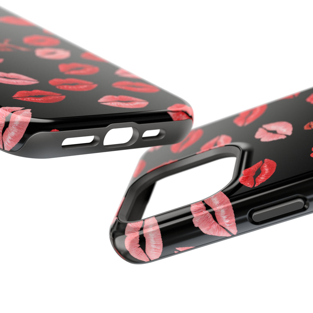 Psyche Collection BLACK - Kiss Pattern Magnetic Impact Phone Case