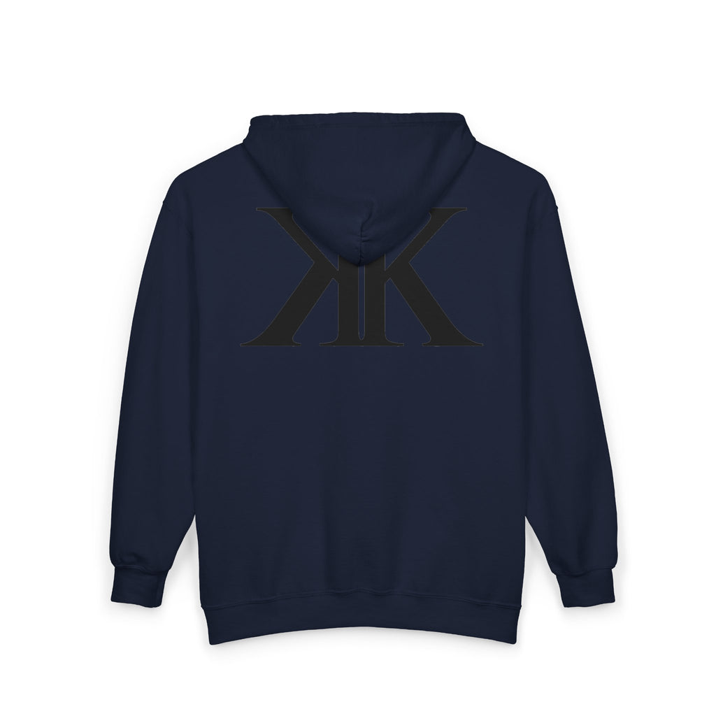 KK Monogram Zip Hoodie - Black Mirror Logo Full-Zip Sweatshirt