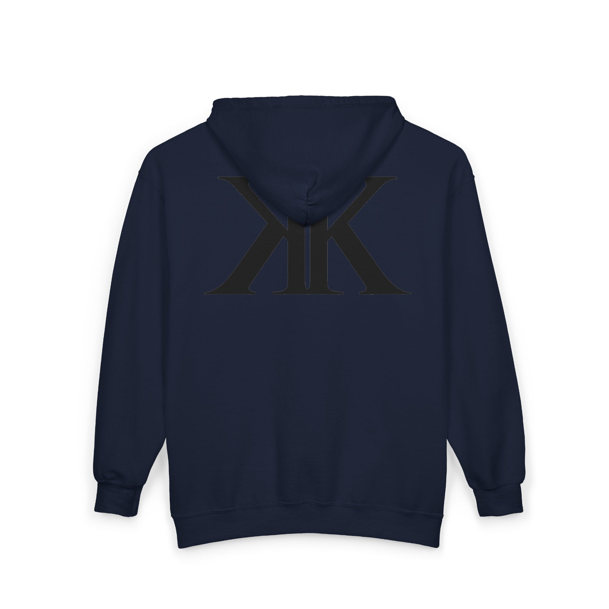 KK Monogram Zip Hoodie - Black Mirror Logo Full-Zip Sweatshirt