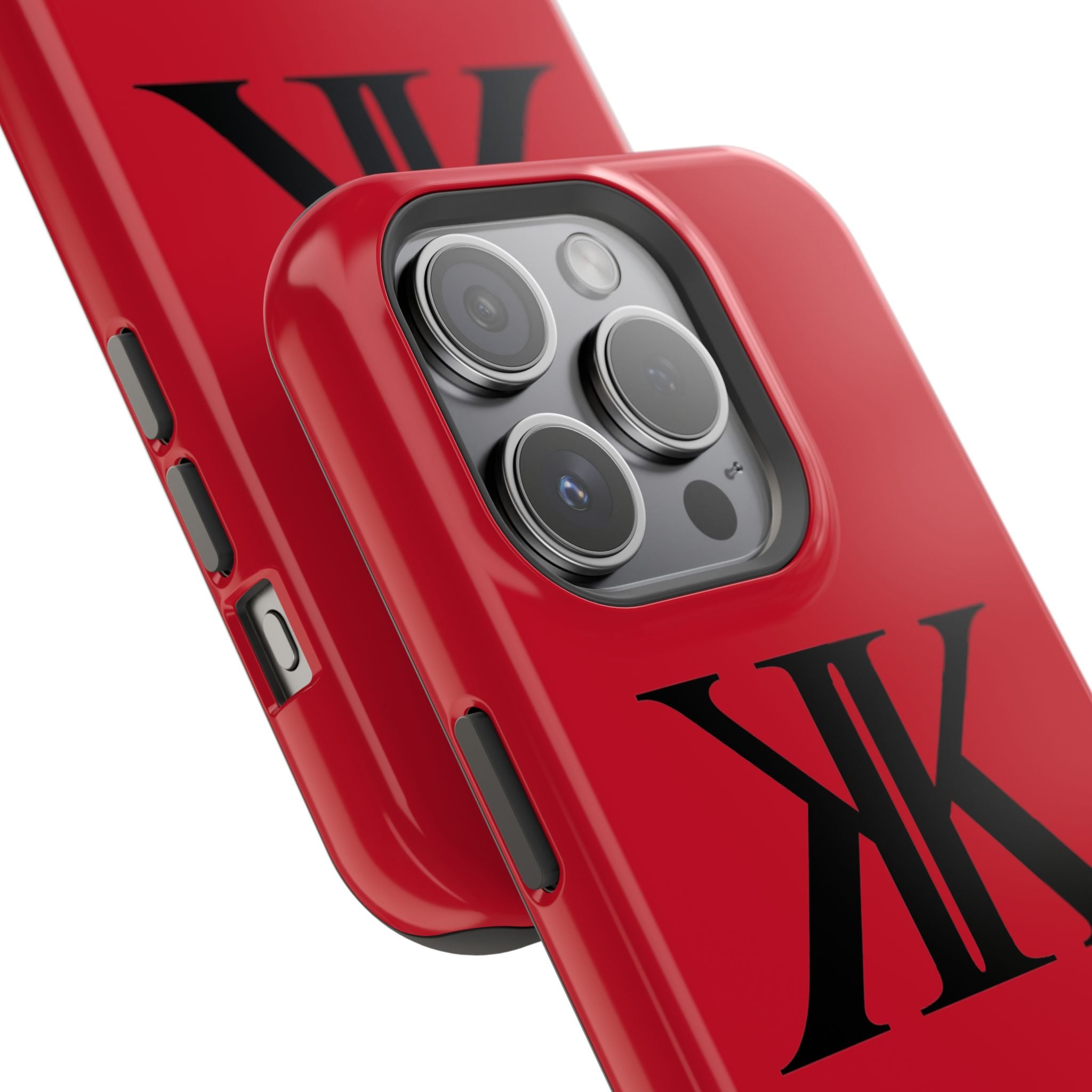 Magnetic Impact-Resistant RED Case with Bold KK Monogram