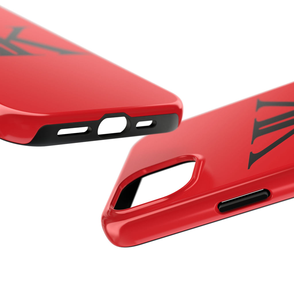 Monogram 'KK' RED Tough Phone Case — Minimal Black Initials Protective Cover