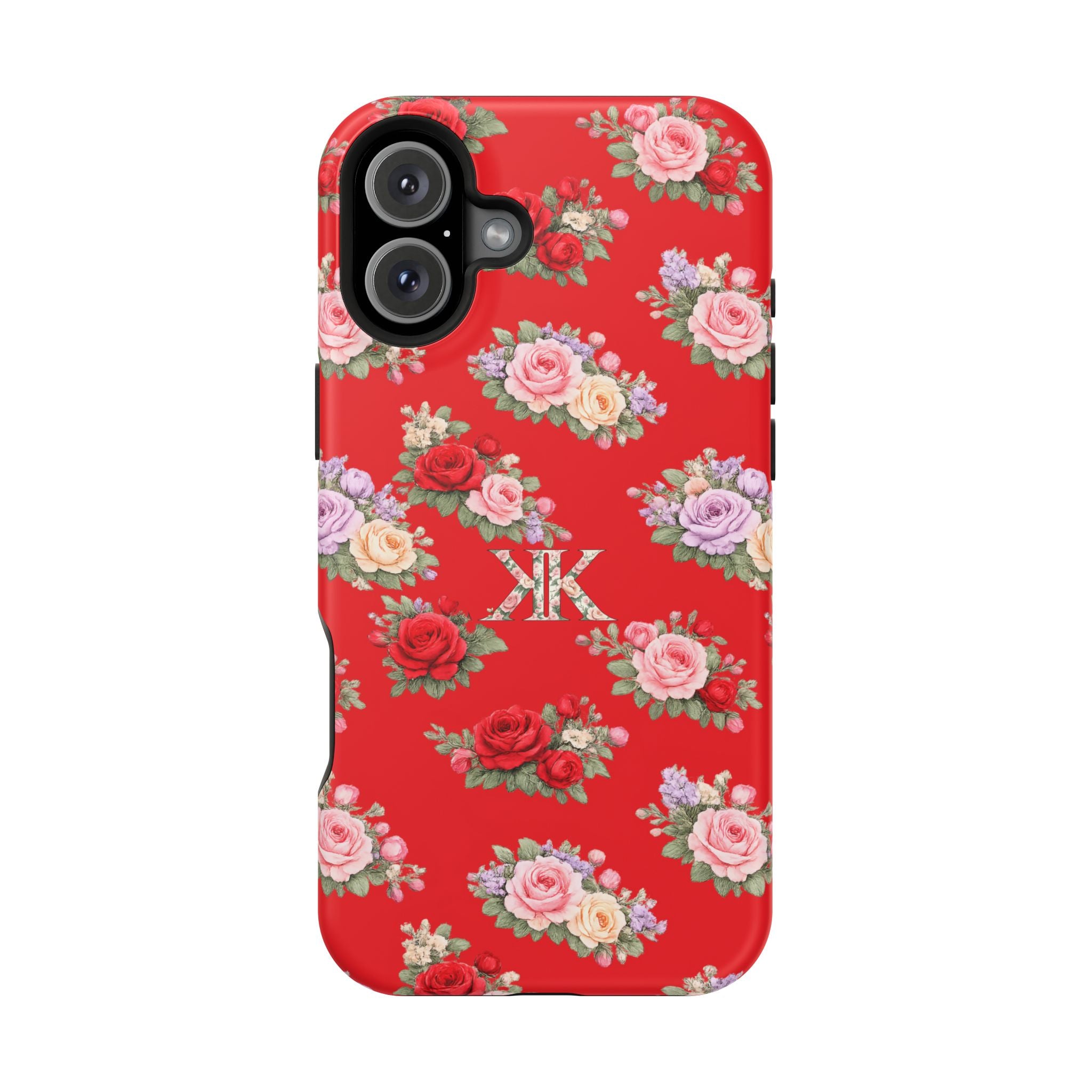 Anthos Collection RED Vintage Floral Rose Pattern Magnetic Impact-Resistant Phone Case