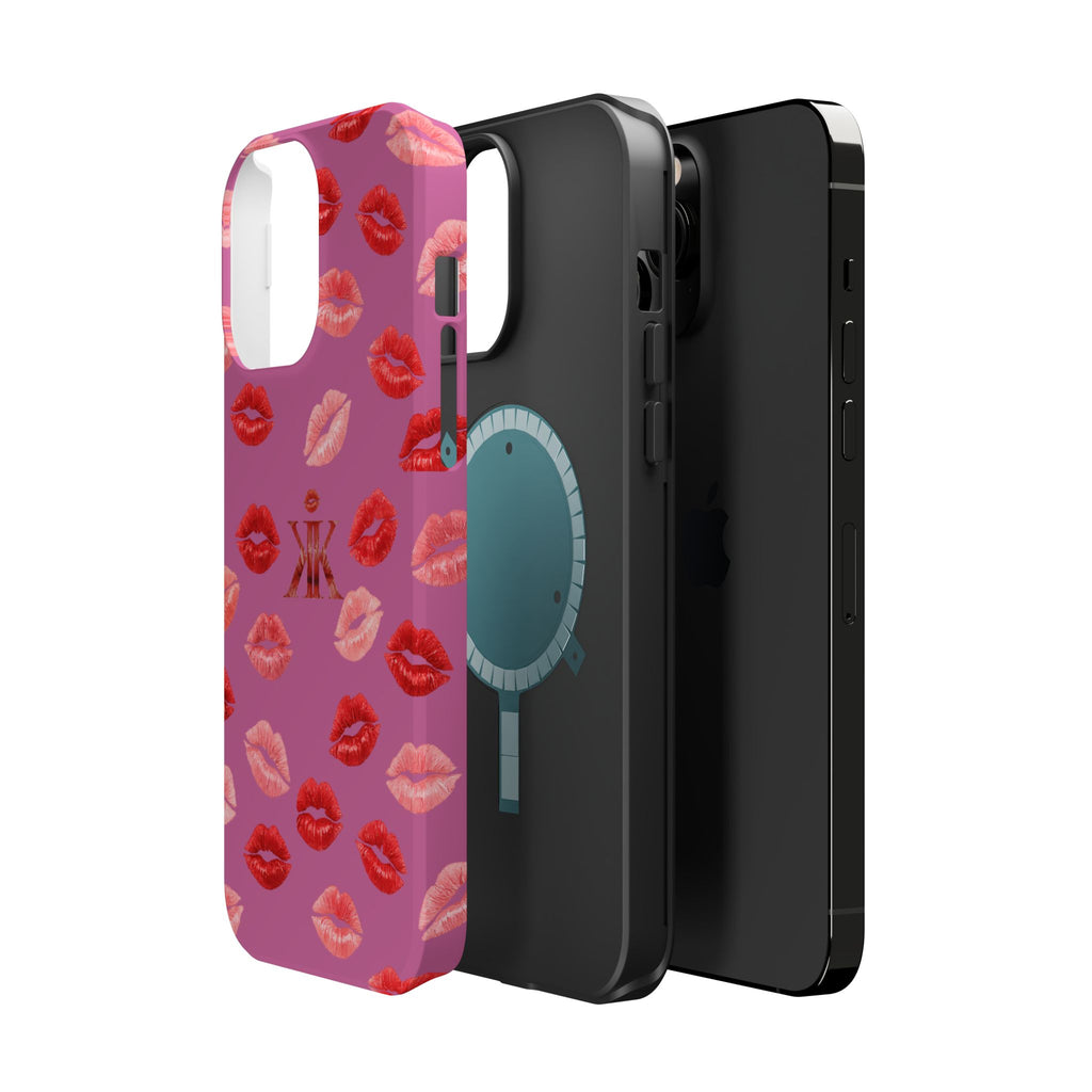 Psyche Collection Light Pink - Kiss Pattern Magnetic Impact Phone Case