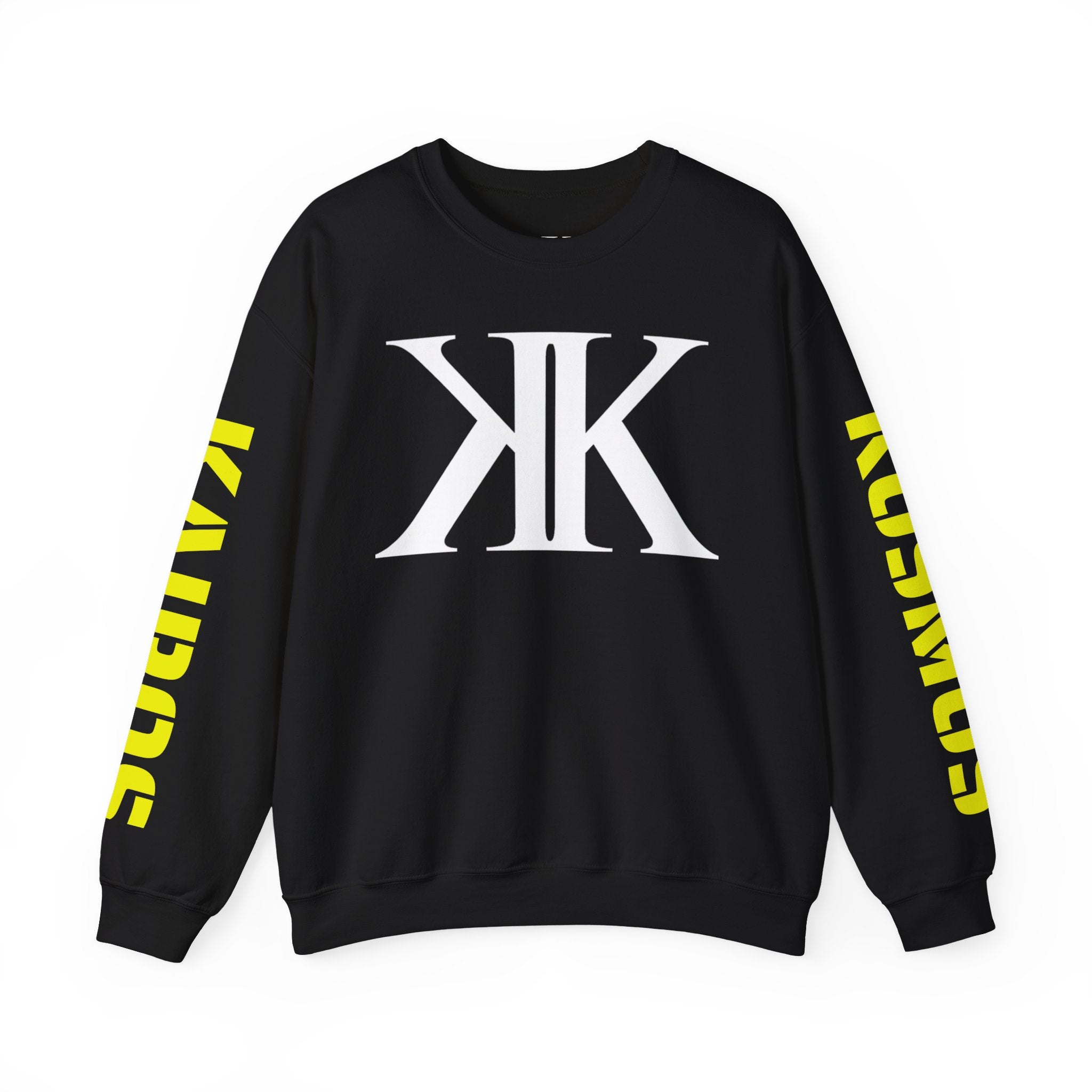 KAIROS KOSMOS Logo BLACK Crewneck Sweatshirt — Bold Sleeve Text Streetwear