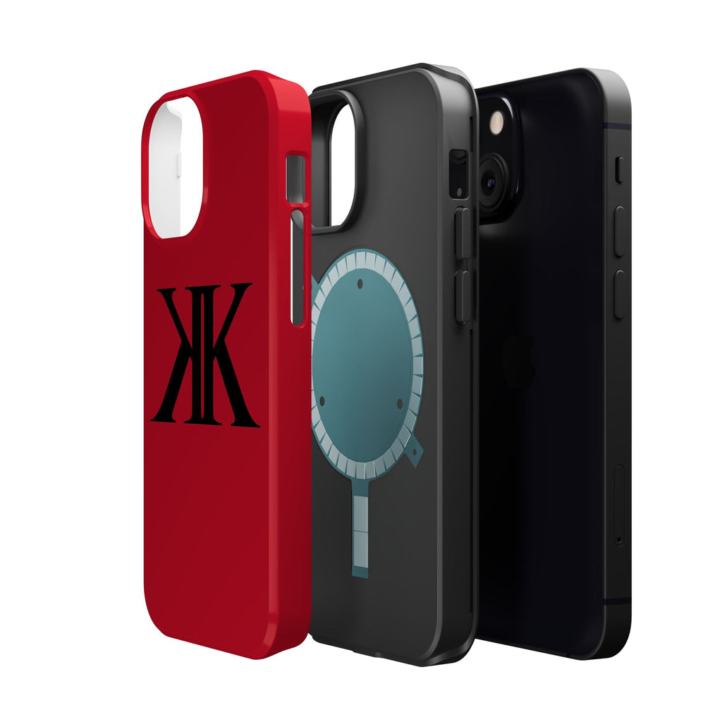 Magnetic Impact-Resistant RED Case with Bold KK Monogram