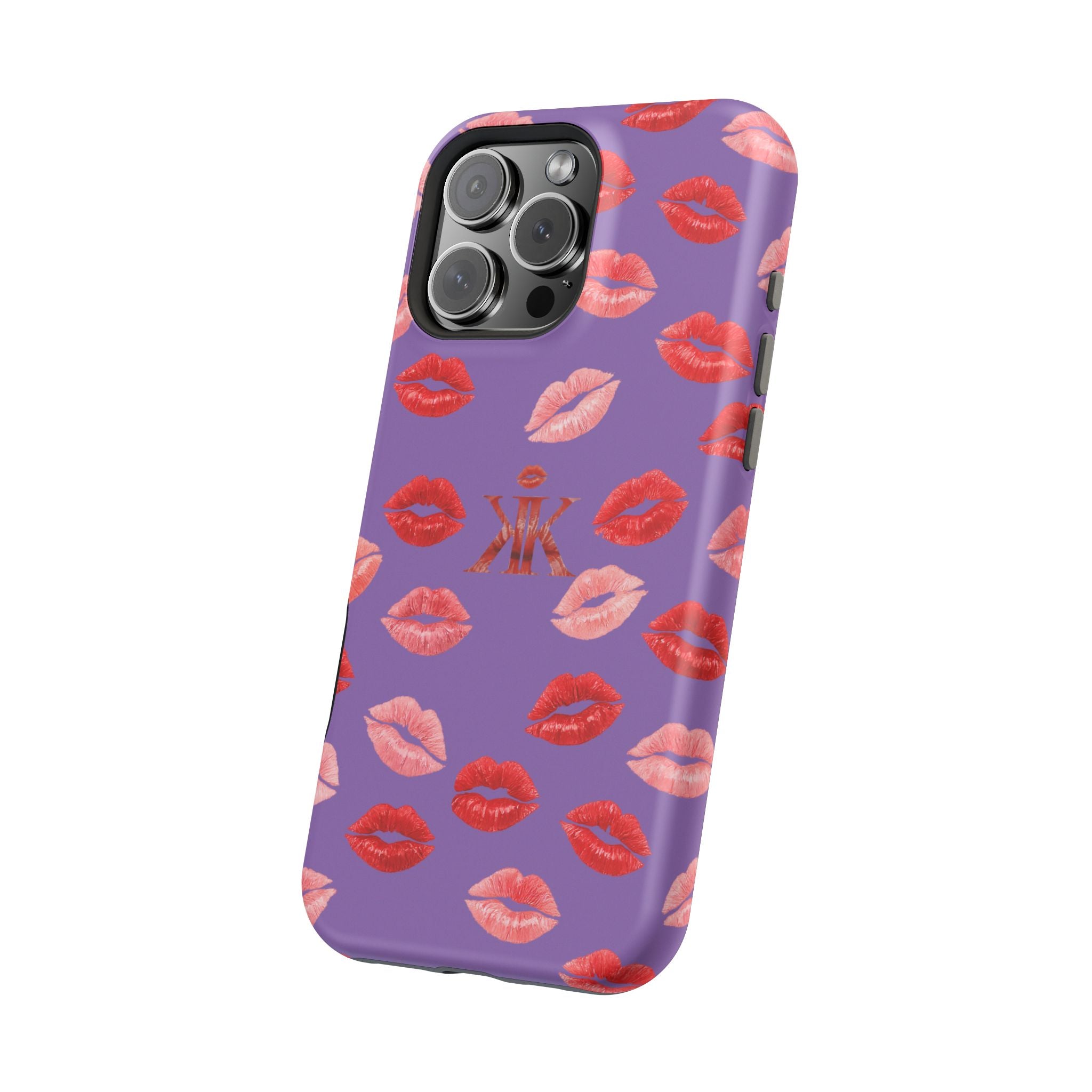 Psyche Collection Light Purple - Kiss Pattern Magnetic Impact Phone Case