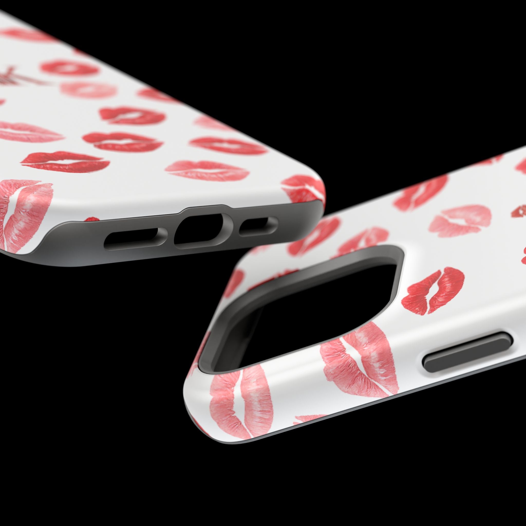 Psyche Collection White - Kiss Pattern Magnetic Impact Phone Case