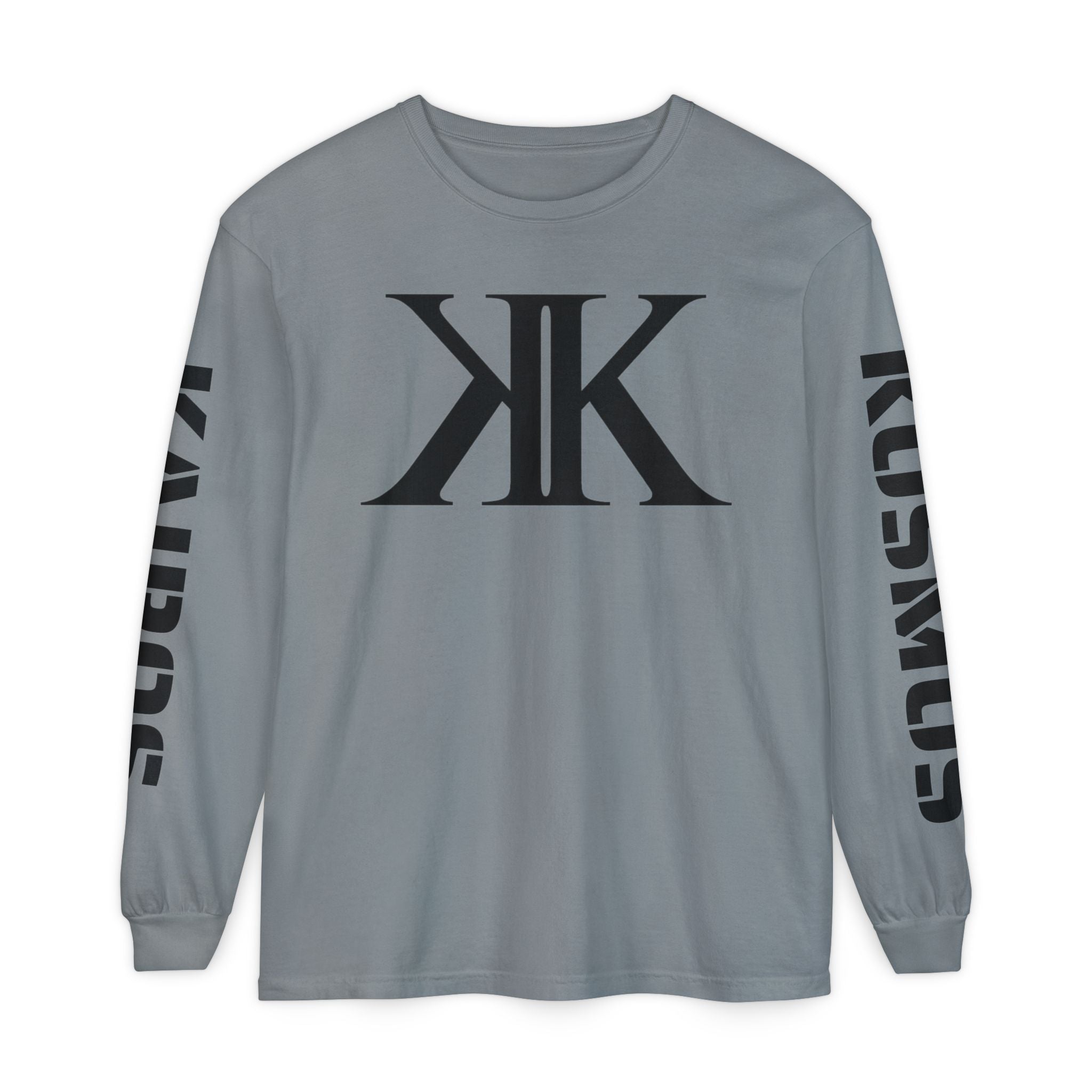 KOSMOS Monogram Uni-Sex Long Sleeve Tee — Bold Black Logo Sleeve Shirt