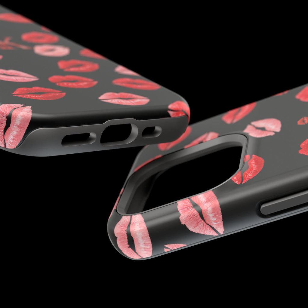 Psyche Collection BLACK - Kiss Pattern Magnetic Impact Phone Case