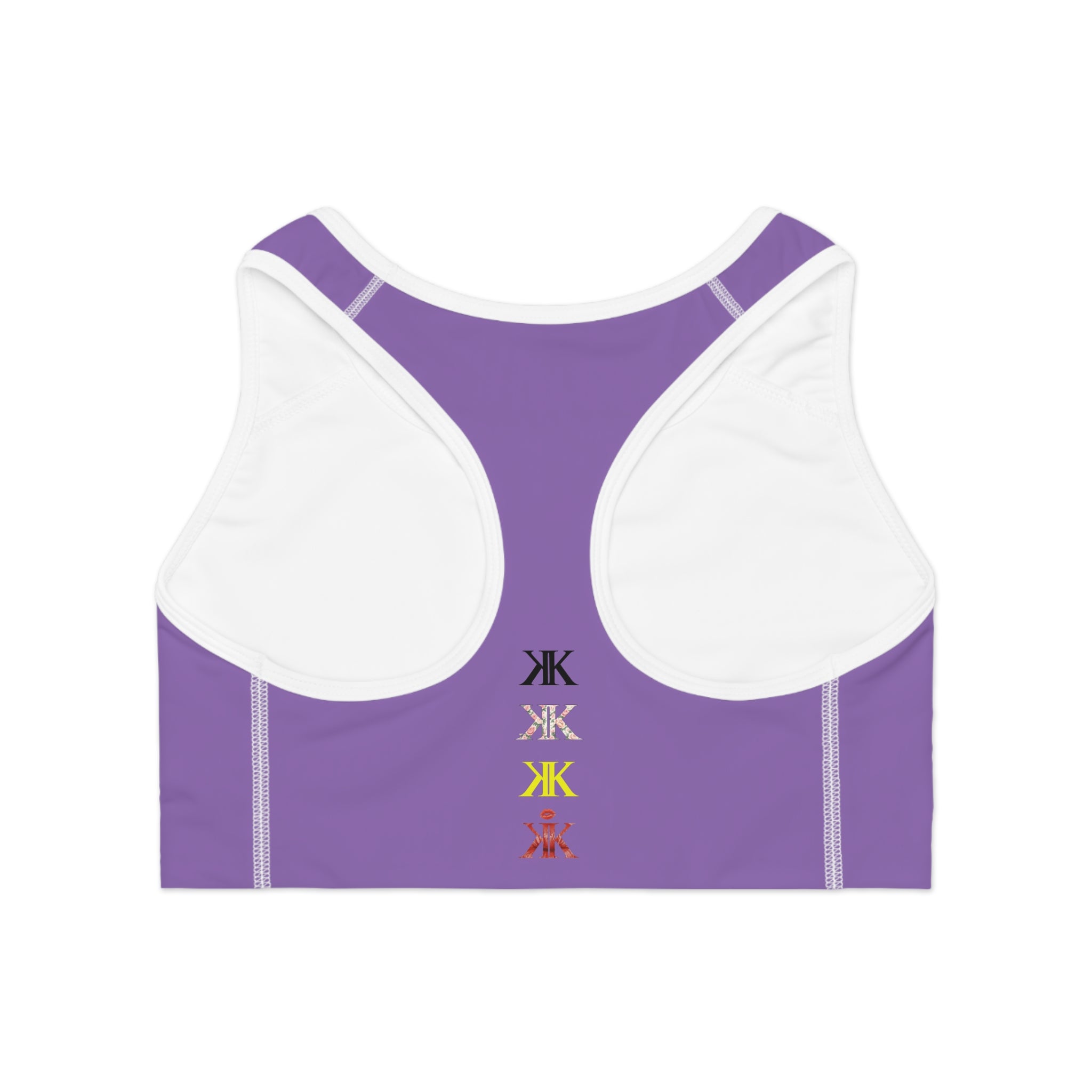 Sigil Collection Light Purple Minimalist Stacked Logo Sports Bra — Colorful Monogram Activewear