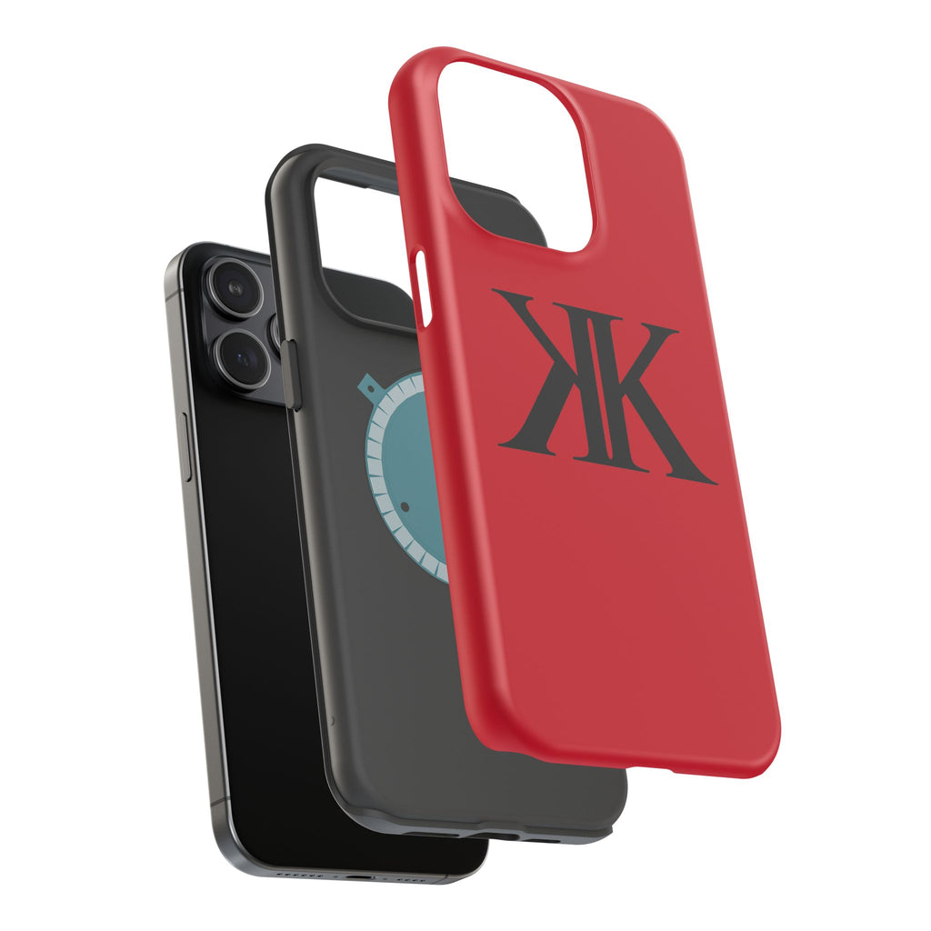 Magnetic Impact-Resistant RED Case with Bold KK Monogram