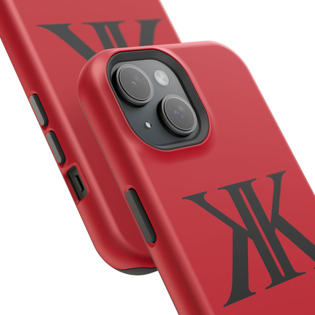 Magnetic Impact-Resistant RED Case with Bold KK Monogram