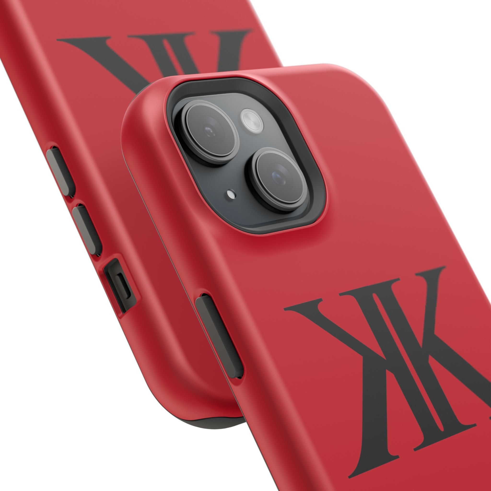 Magnetic Impact-Resistant RED Case with Bold KK Monogram