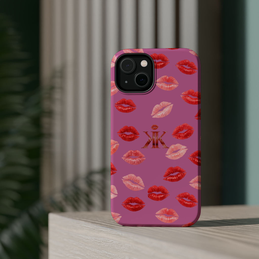 Psyche Collection Light Pink - Kiss Pattern Magnetic Impact Phone Case