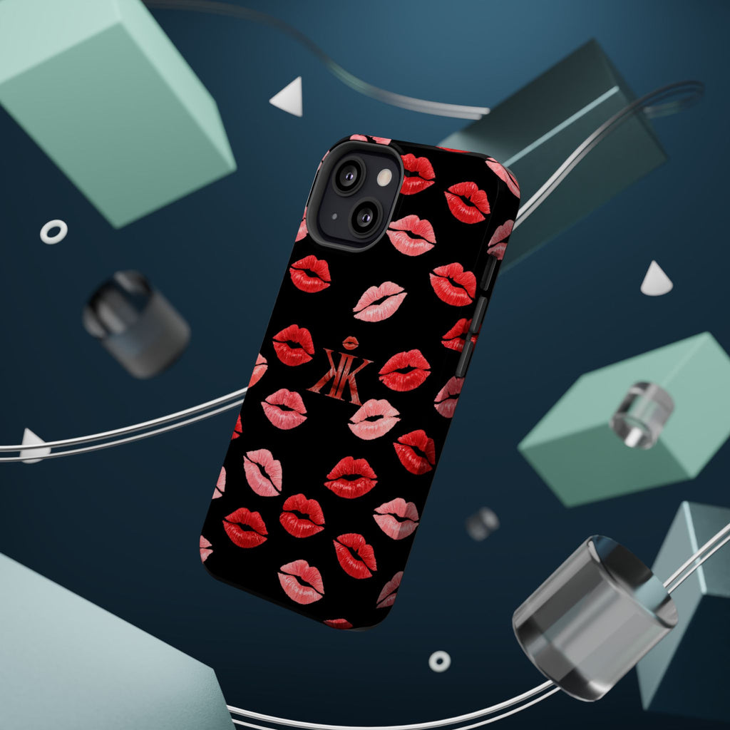 Psyche Collection BLACK - Kiss Pattern Magnetic Impact Phone Case