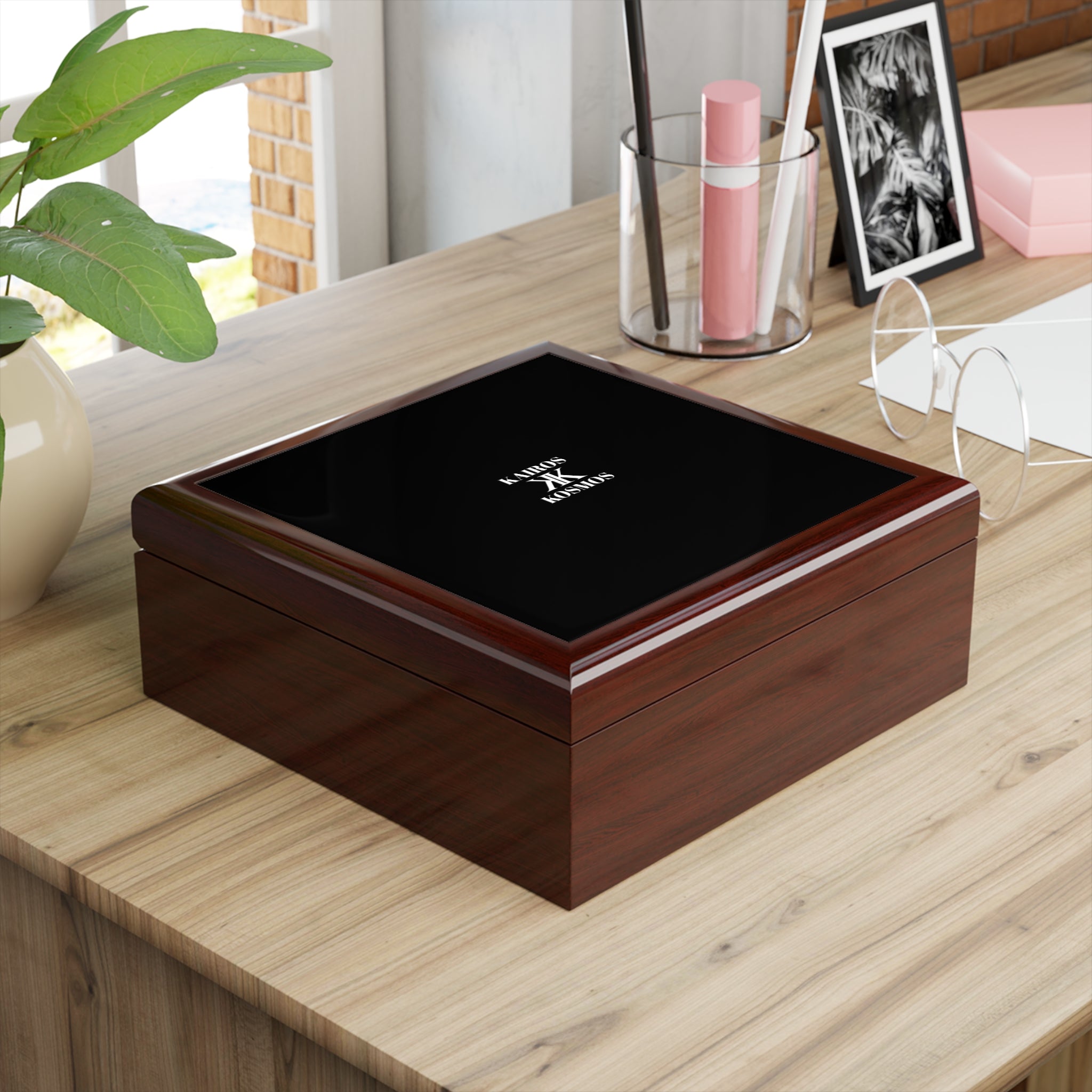 Jewelry Box BLACK with Minimalist 'KAIROS KOSMOS' Logo