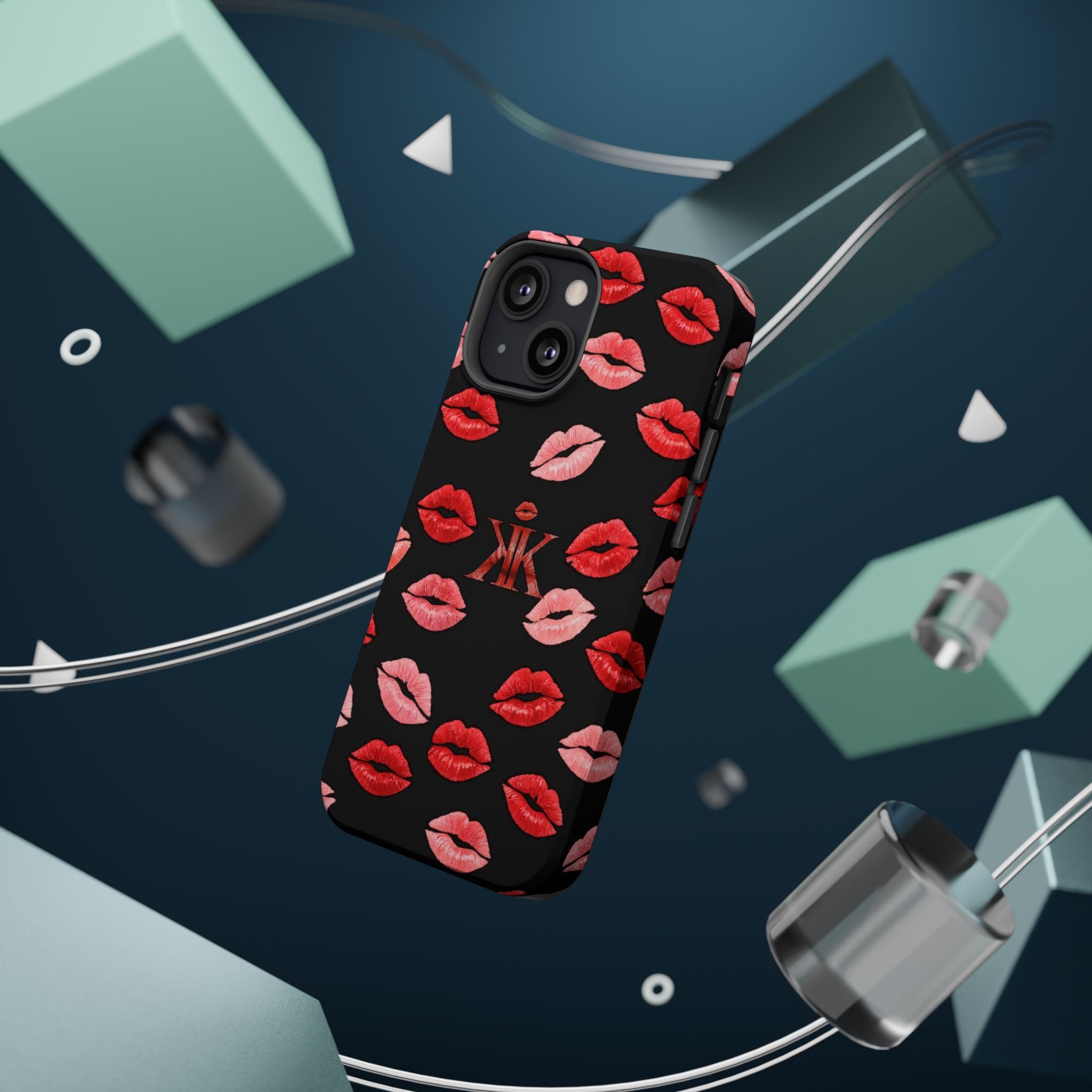 Psyche Collection BLACK - Kiss Pattern Magnetic Impact Phone Case