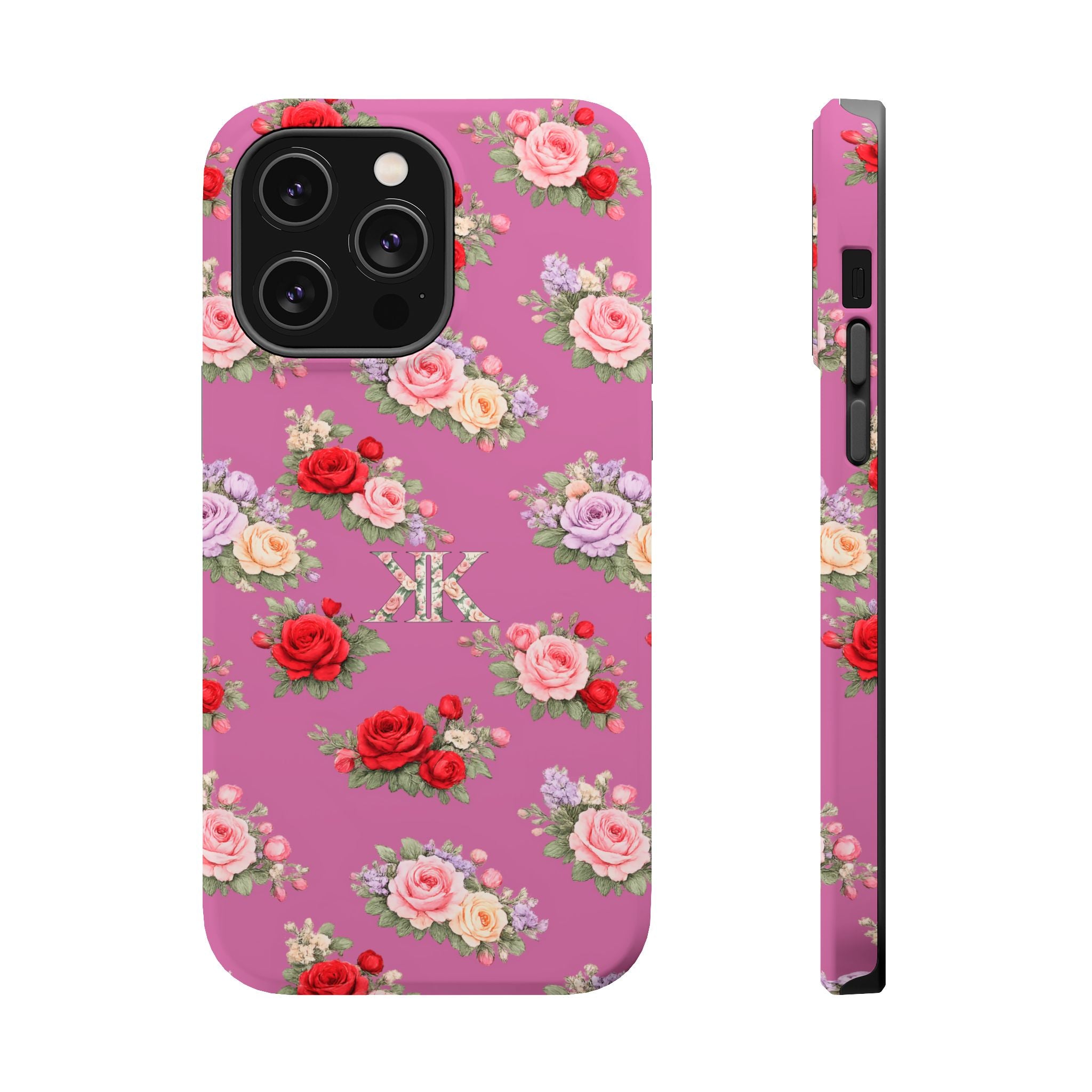Anthos Collection Light Pink  Vintage Floral Rose Pattern Magnetic Impact-Resistant Phone Case