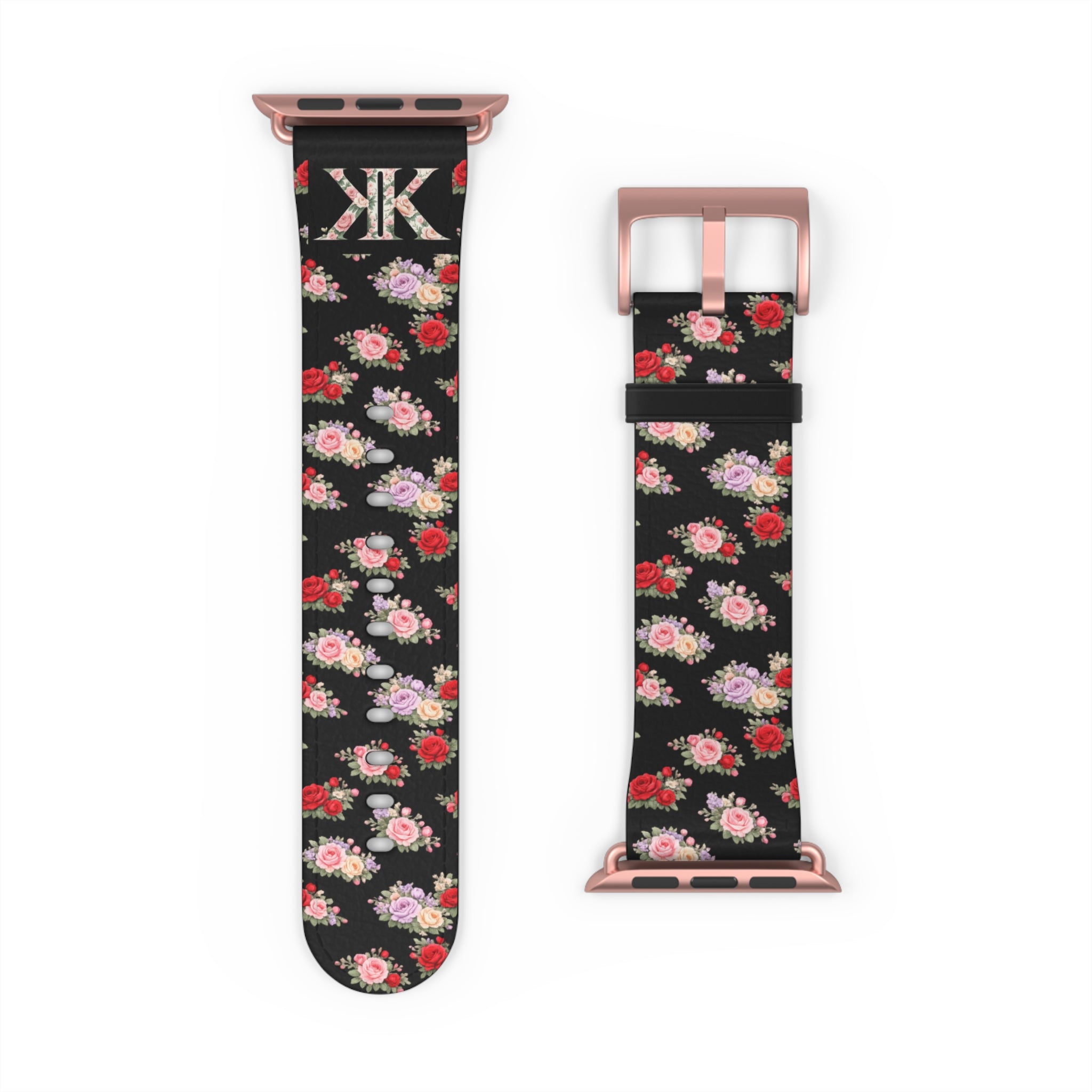 Anthos Collection BLACK Floral Vintage Watch Band — Apple Watch Strap