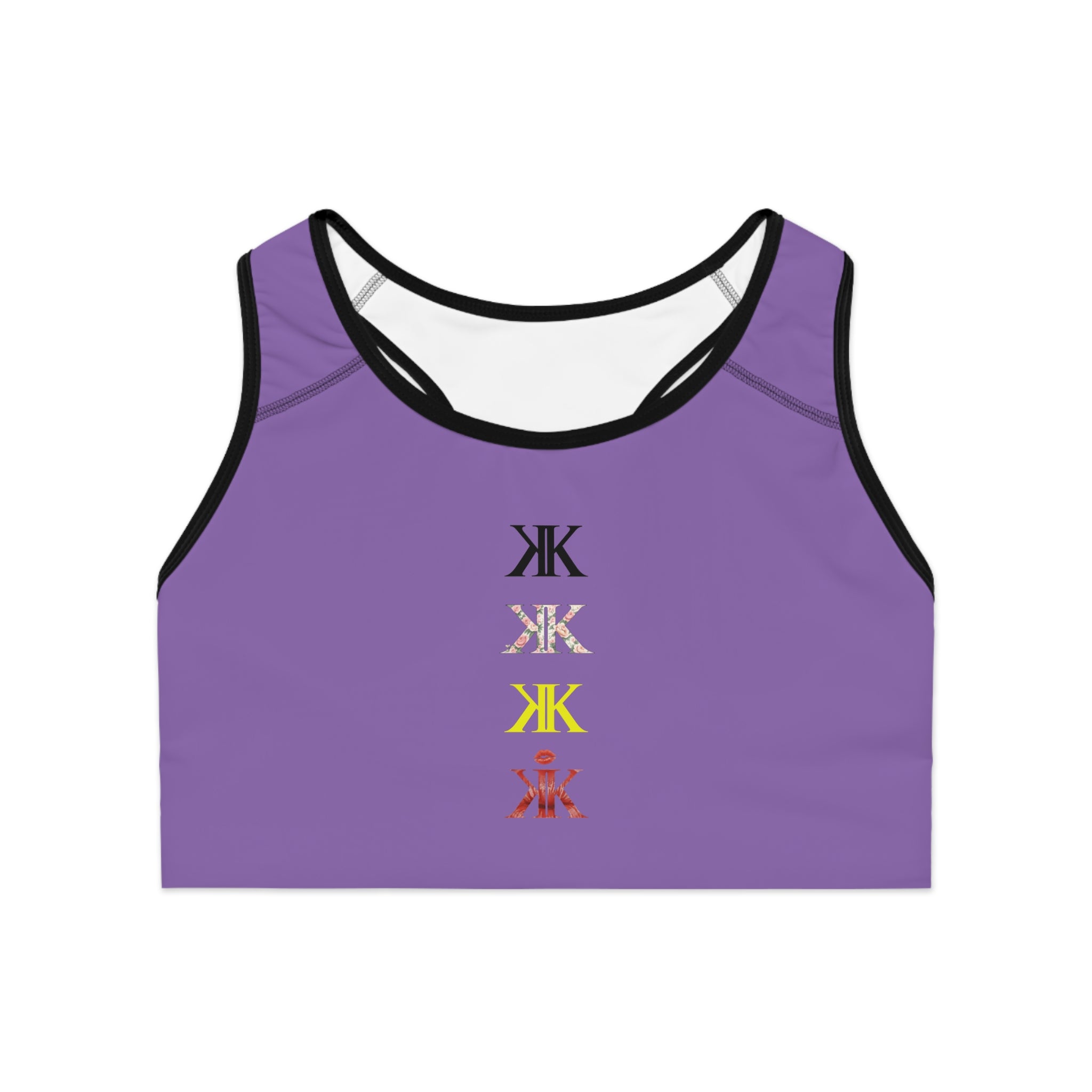 Sigil Collection Light Purple Minimalist Stacked Logo Sports Bra — Colorful Monogram Activewear